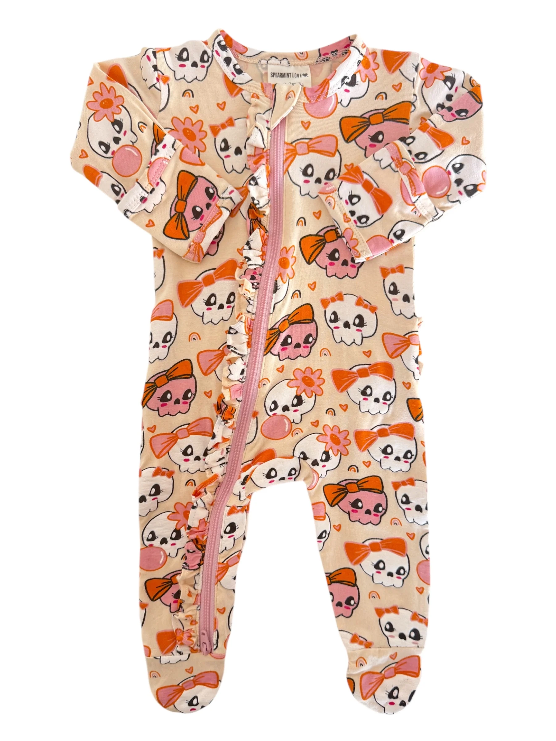 2-Way Zip Ruffle Footie, Skelli Girls - Image 2