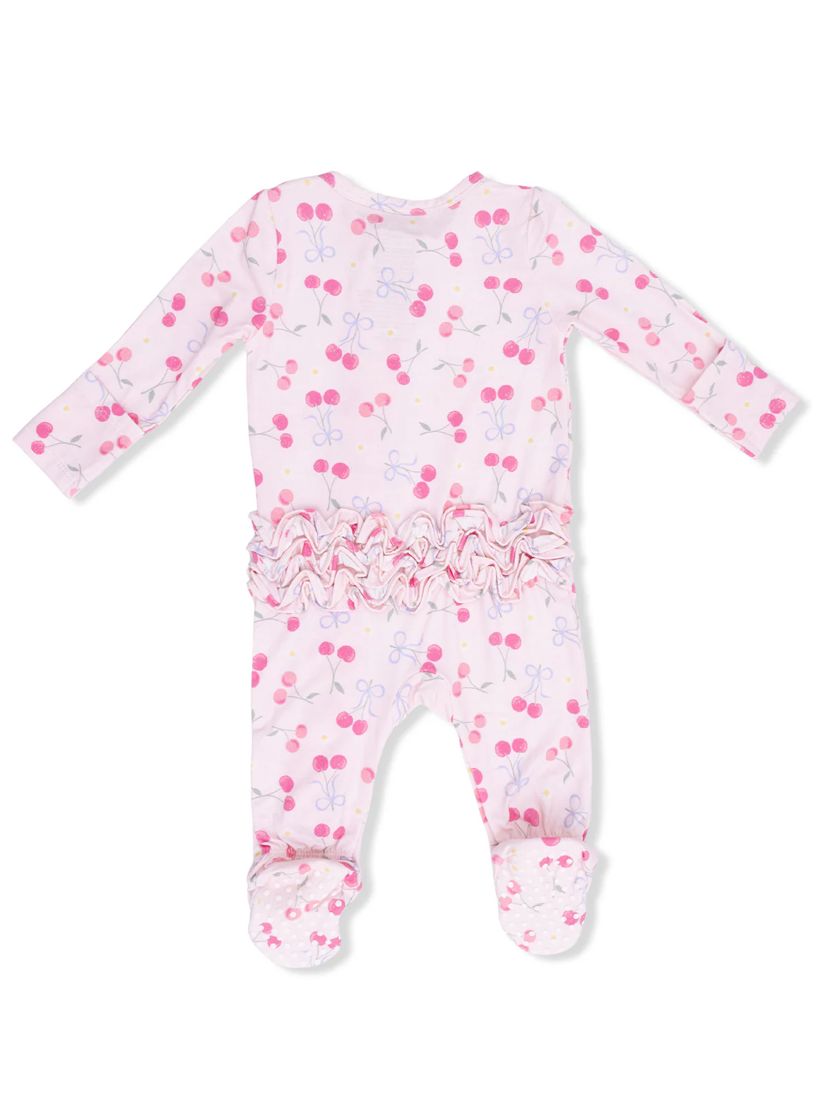 2-Way Zip Ruffle Footie, Sweet Bow Cherries - Image 5
