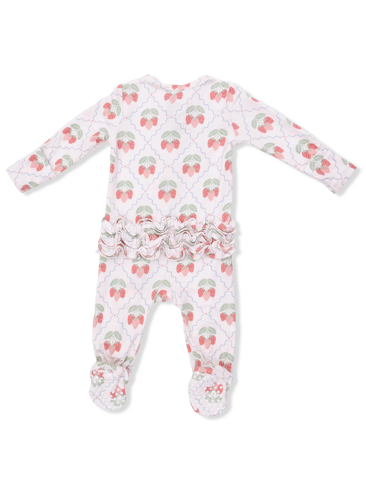 2-Way Zip Ruffle Footie, Sweet Strawberries - Image 4