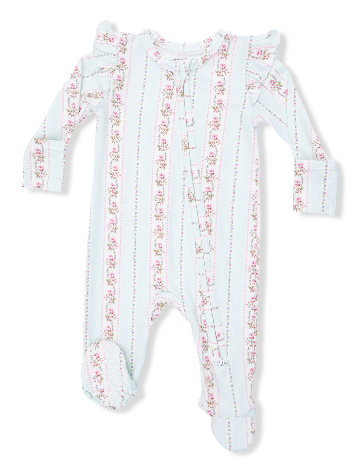 2-Way Zip Ruffle Sleeve Footie, Antoinette Stripe