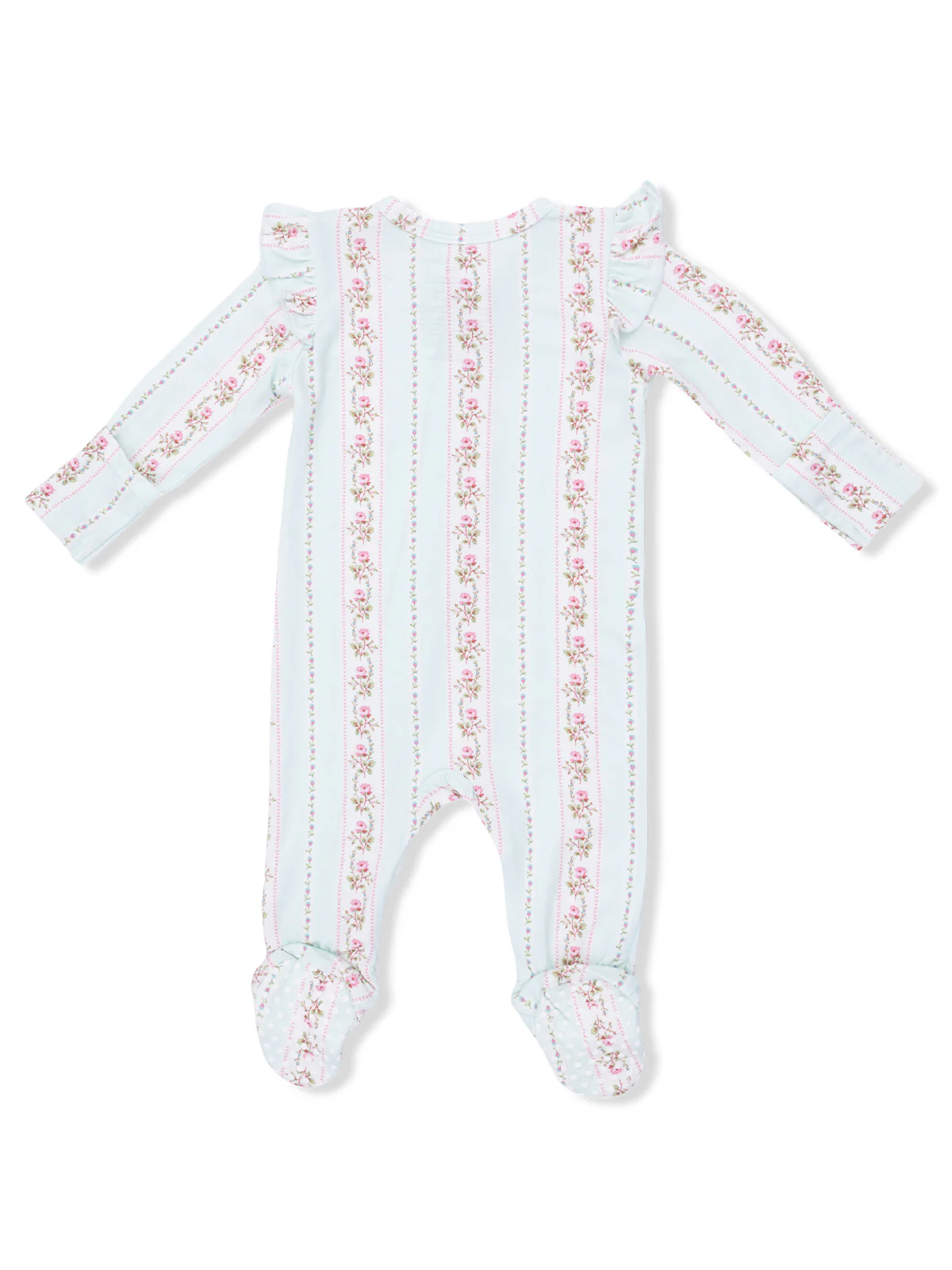 2-Way Zip Ruffle Sleeve Footie, Antoinette Stripe - Image 2
