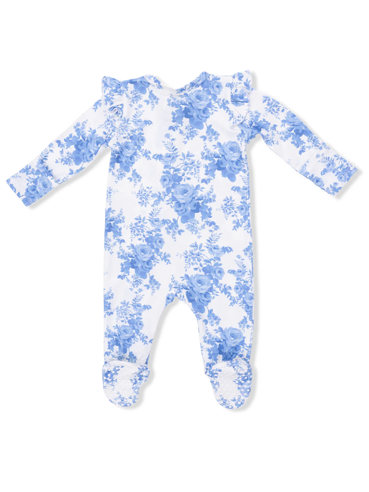 2-Way Zip Ruffle Sleeve Footie, Dream Cottage Floral - Image 2