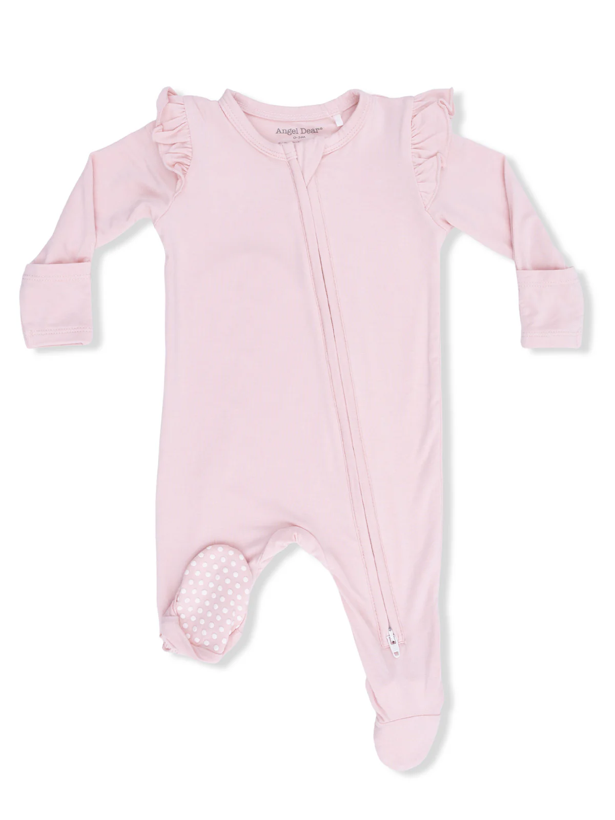 2-Way Zip Ruffle Sleeve Footie, Lotus Pink