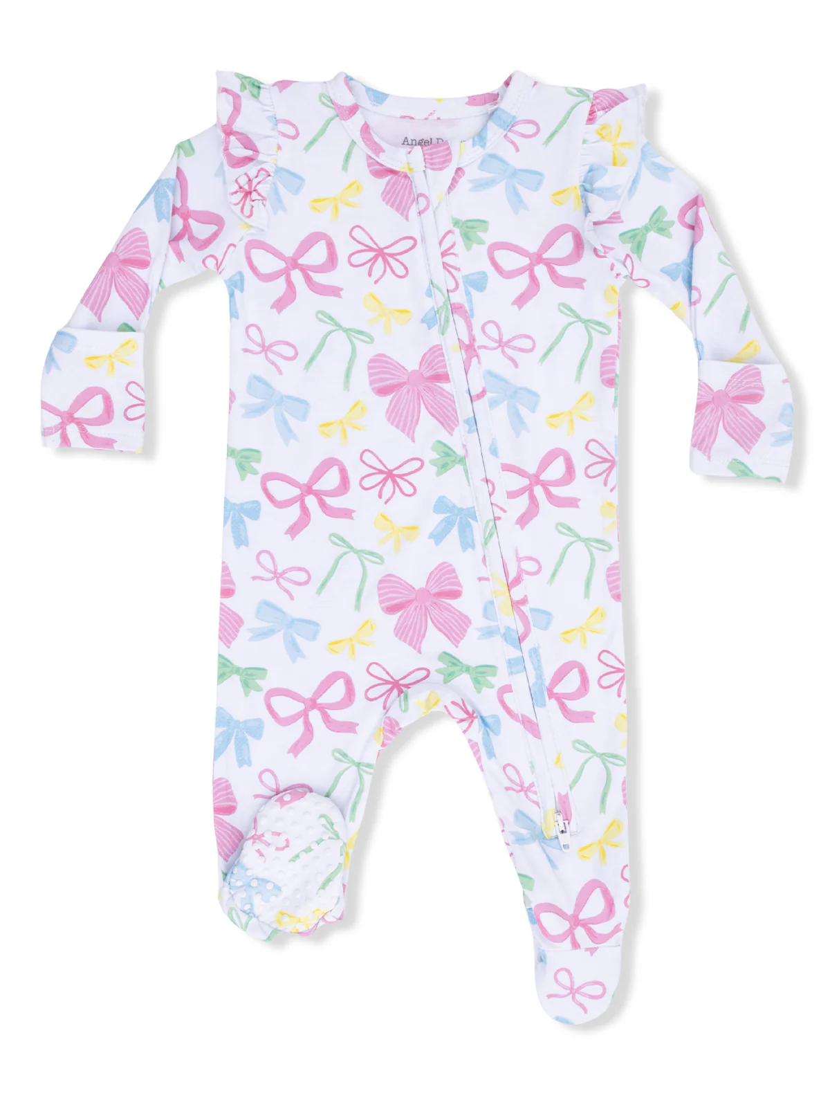 2-Way Zip Ruffle Sleeve Footie, Sweet Bows