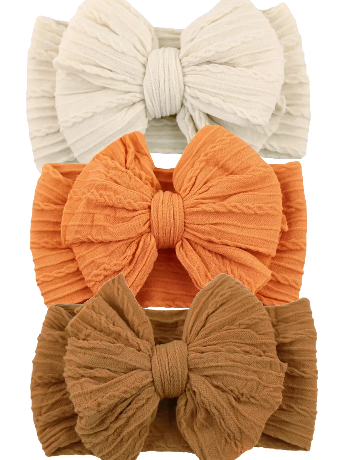 3-Pack Cable Bows, Almond/Orange/Oat