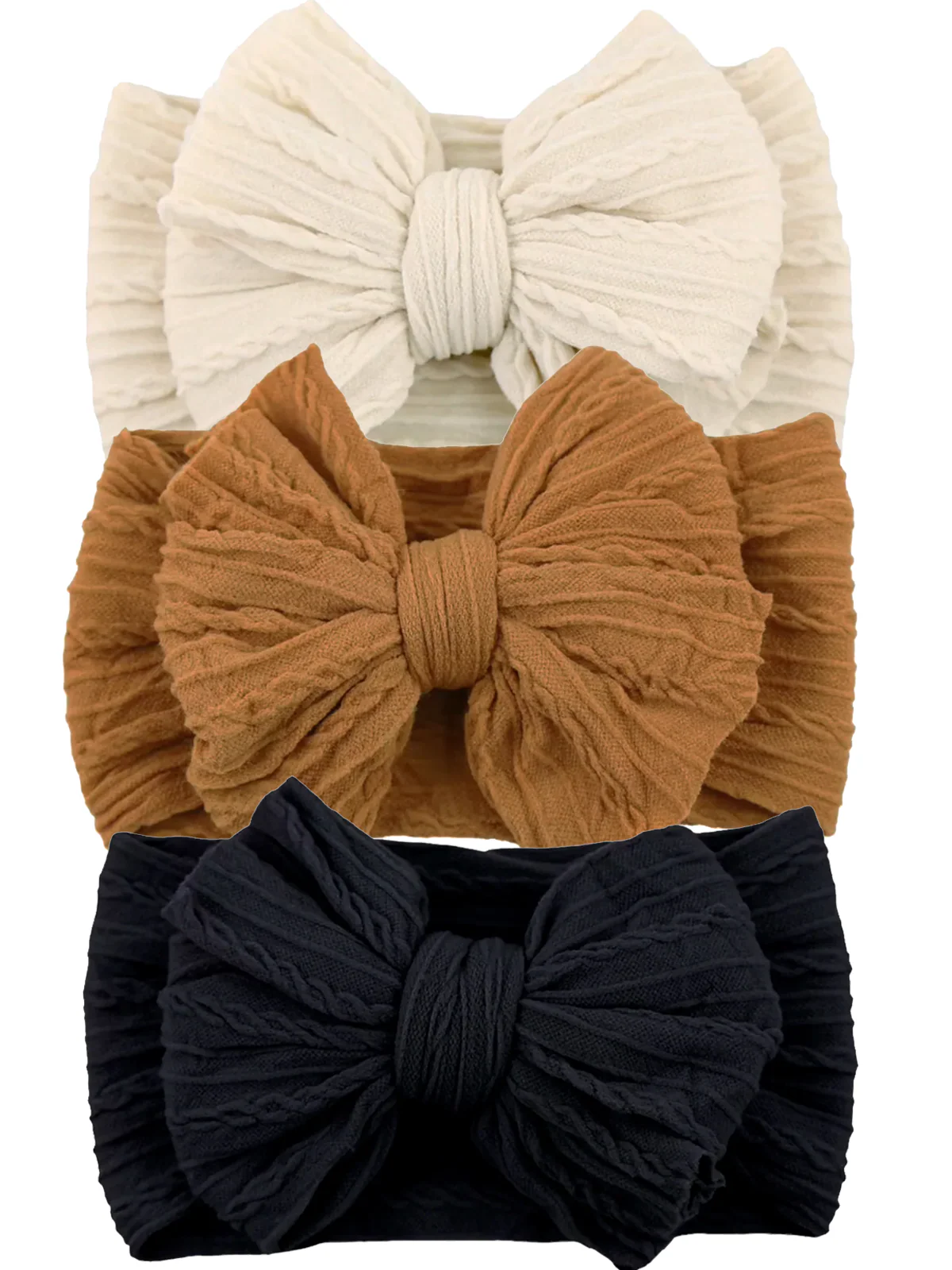 3-Pack Cable Bows, Black/Oat/Almond