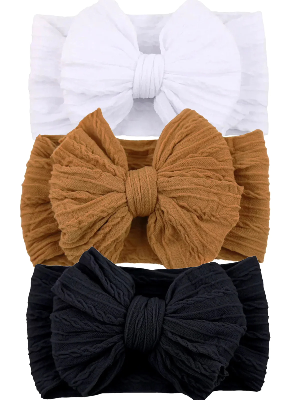 3-Pack Cable Bows, Black/White/Almond