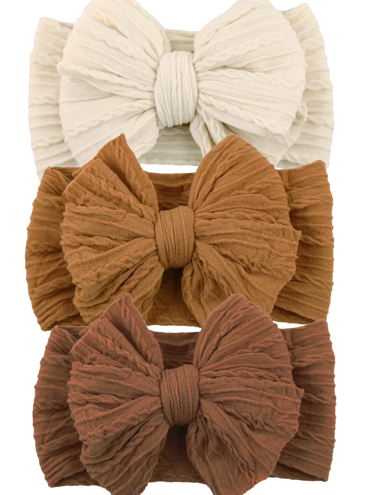3-Pack Cable Bows, Brown/Almond/Oat