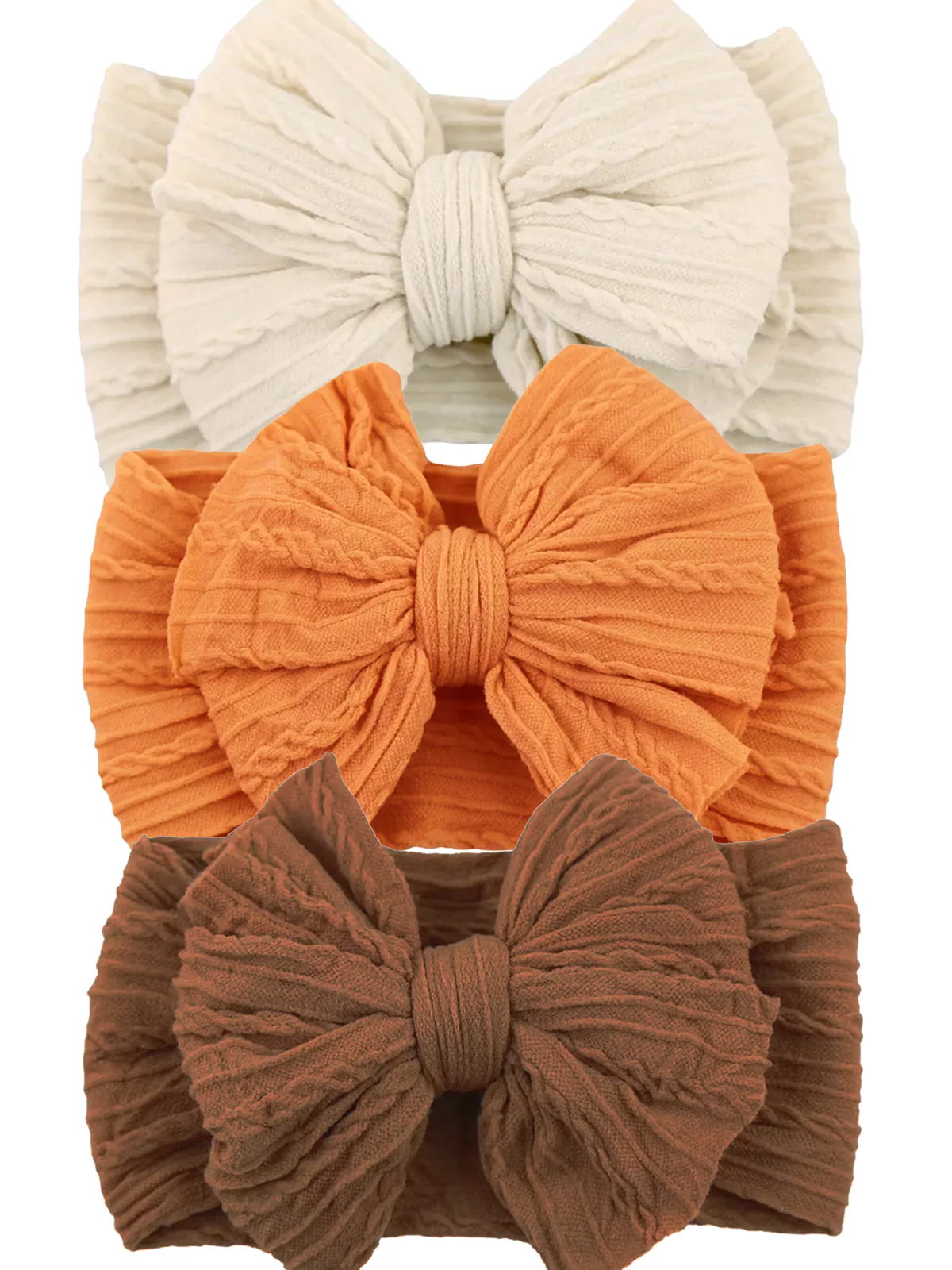 3-Pack Cable Bows, Brown/Orange/Oat