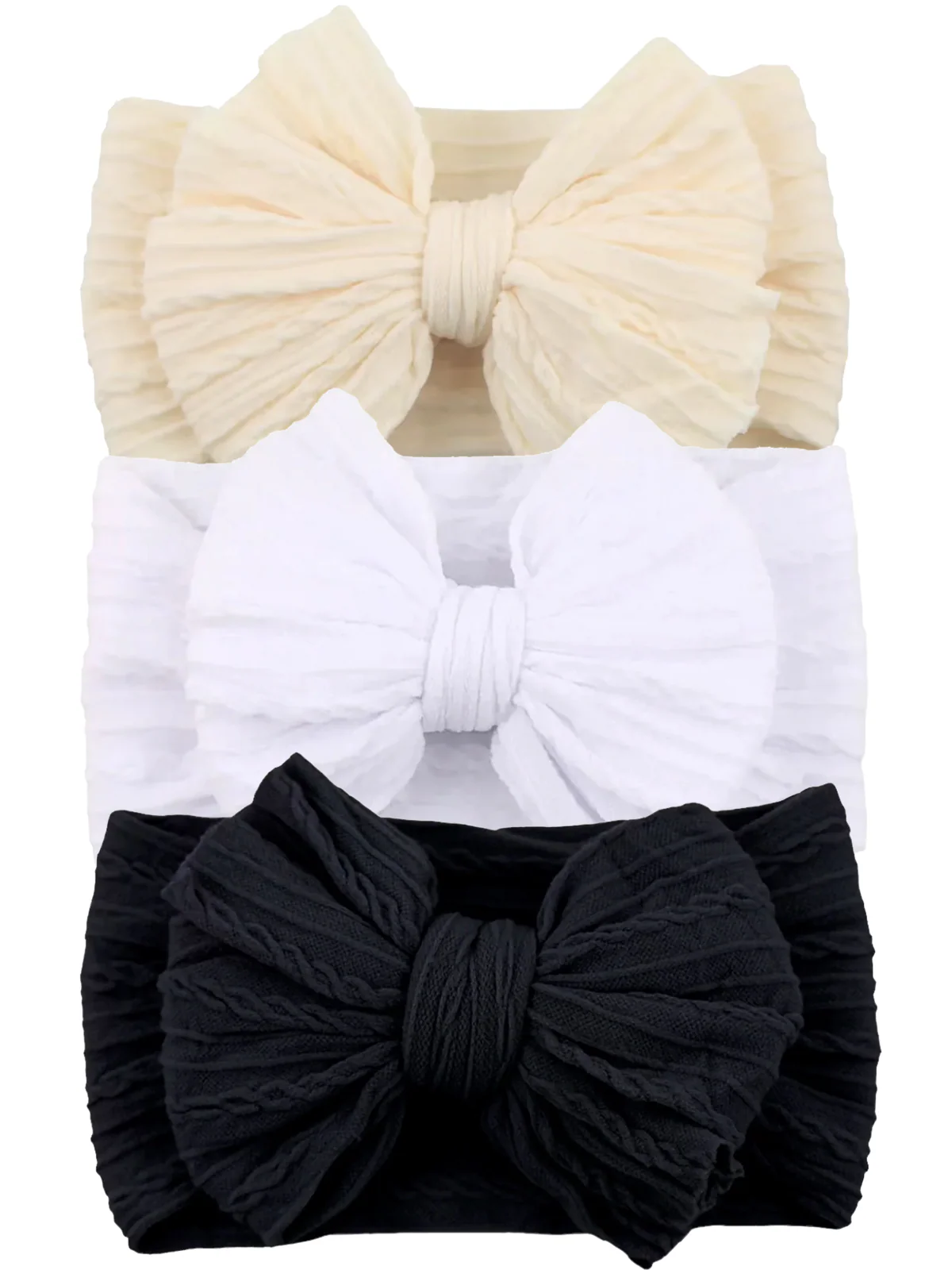 3-Pack Cable Bows, Cream/White/Black
