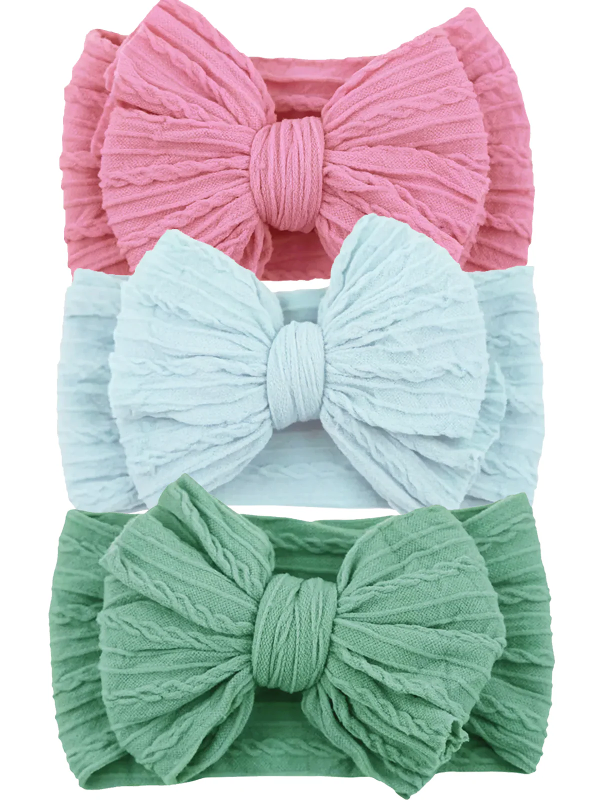 3-Pack Cable Bows, Ivy/Skylight/Rosebloom