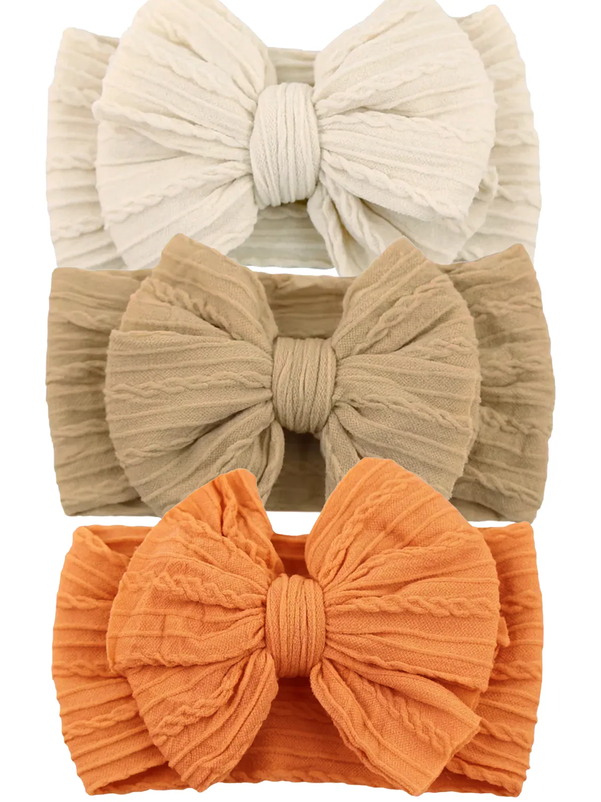 3-Pack Cable Bows, Orange/Khaki/Oat