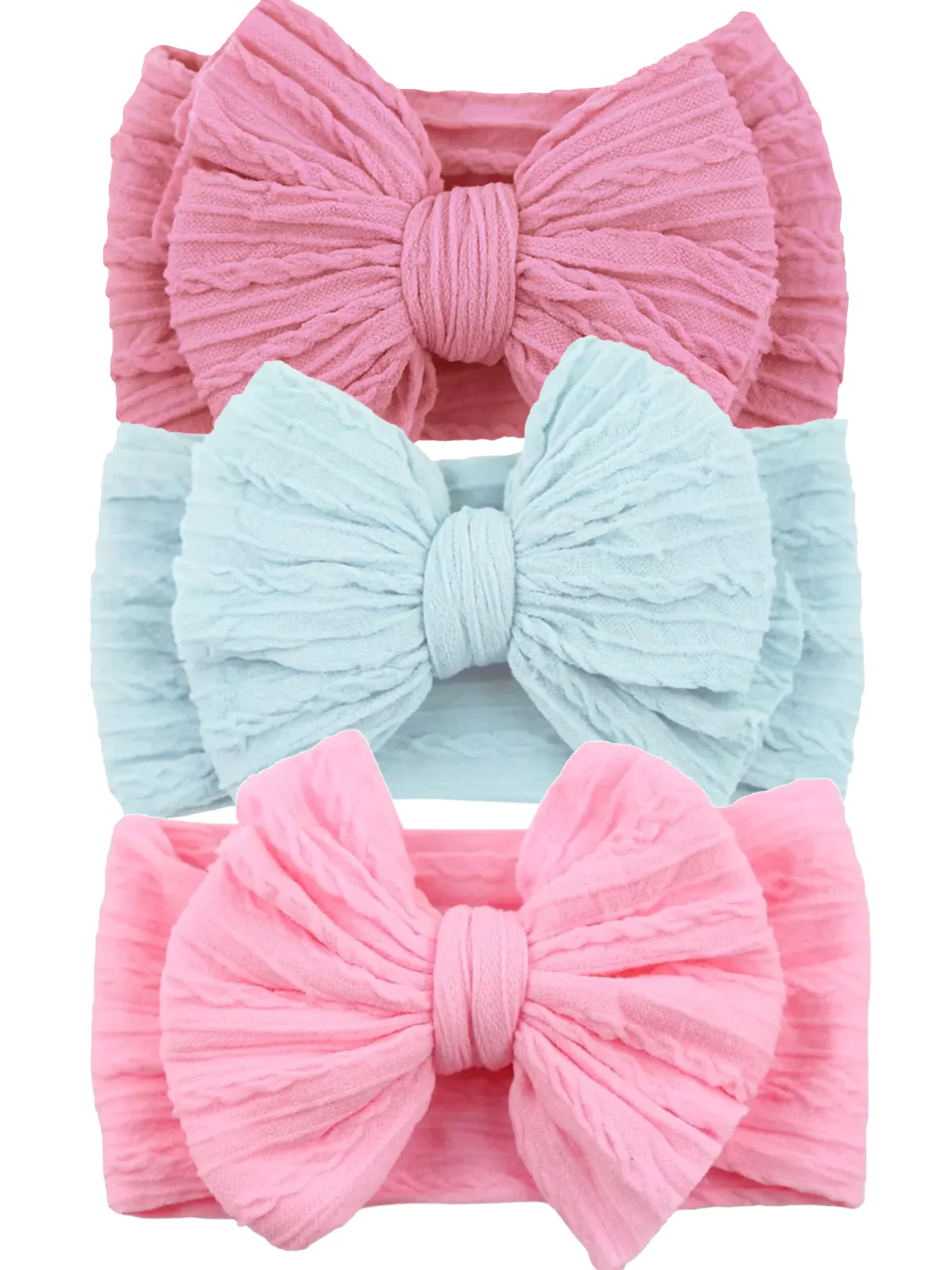 3-Pack Cable Bows, Pinky Pink/Skylight/Rosebloom
