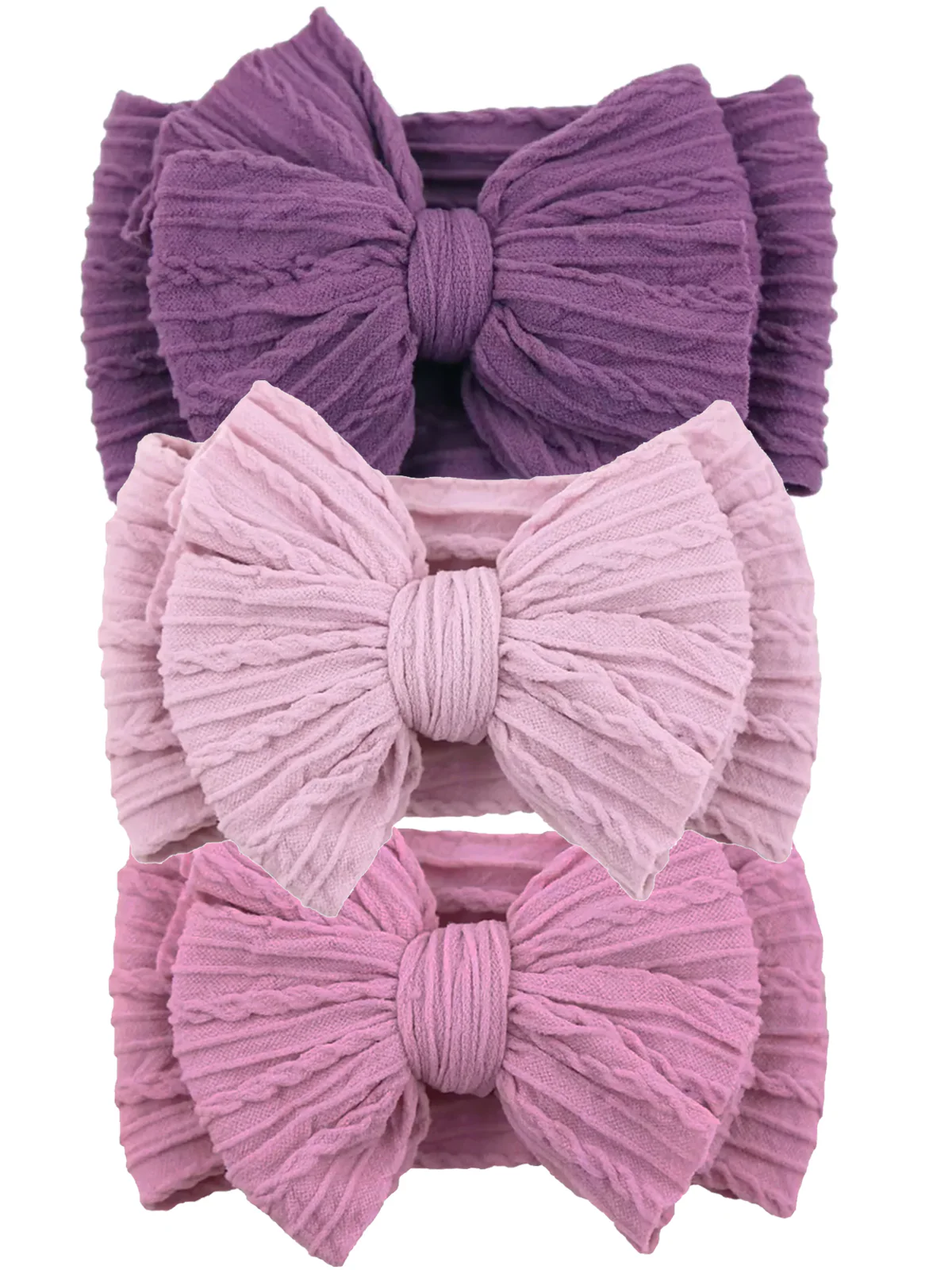 3-Pack Cable Bows, Plum/Soft Violet/Orchid