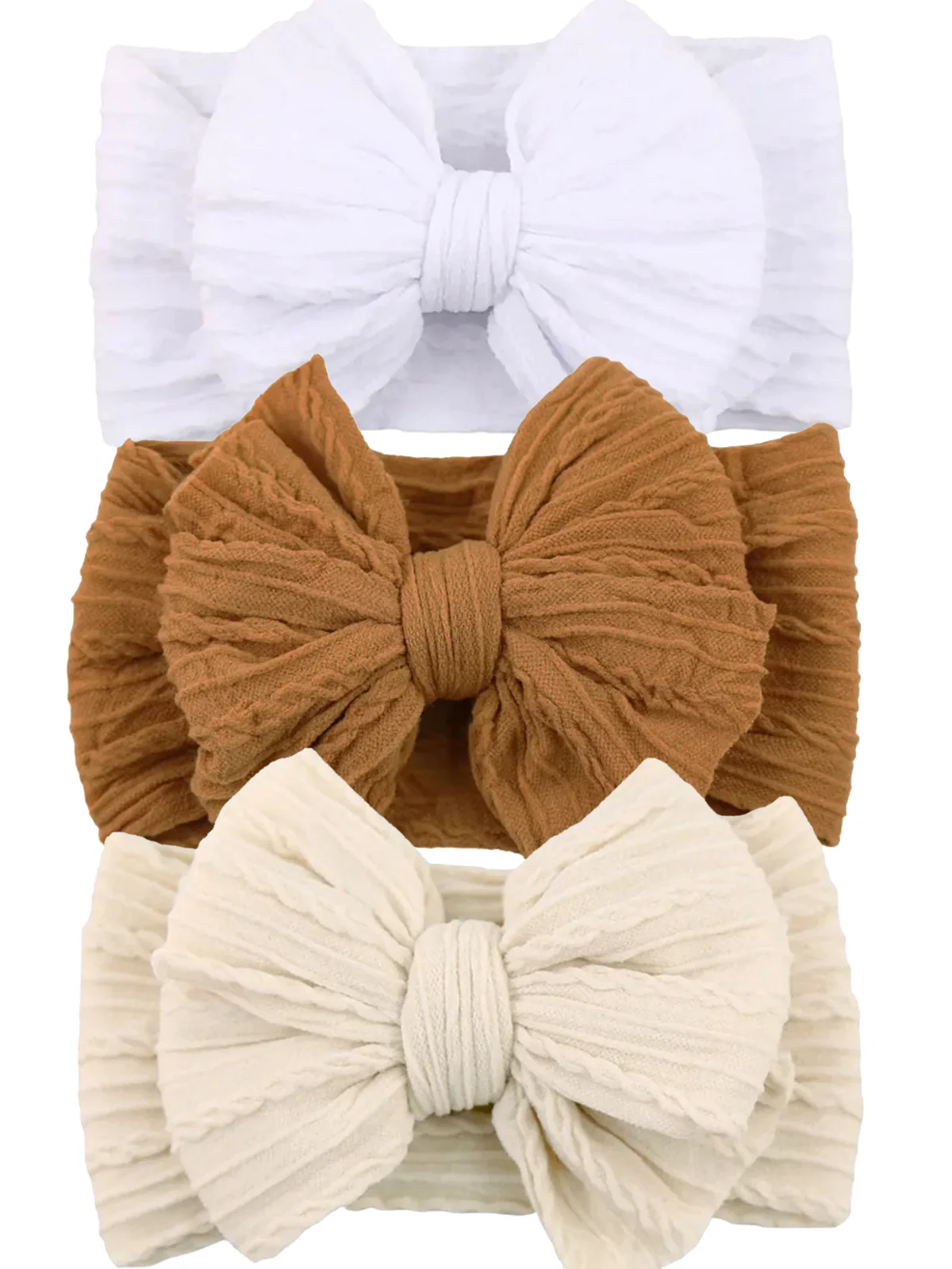 3-Pack Cable Bows, White/Almond/Oat