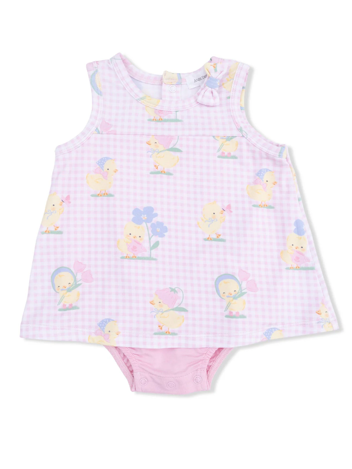 A-Line Bodysuit Dress, Vintage Spring Ducklings Pink