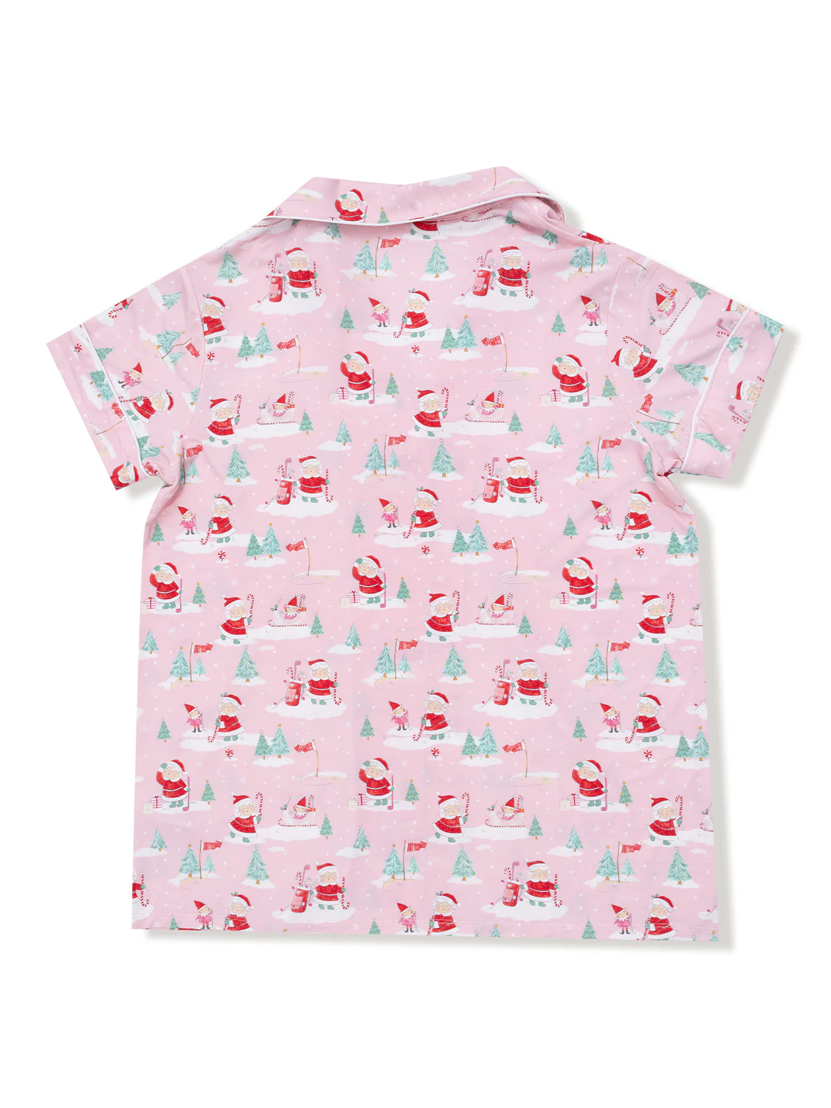 Adult Coat Style Pajama Set, Golfing Mrs. Claus and Elves - Image 2