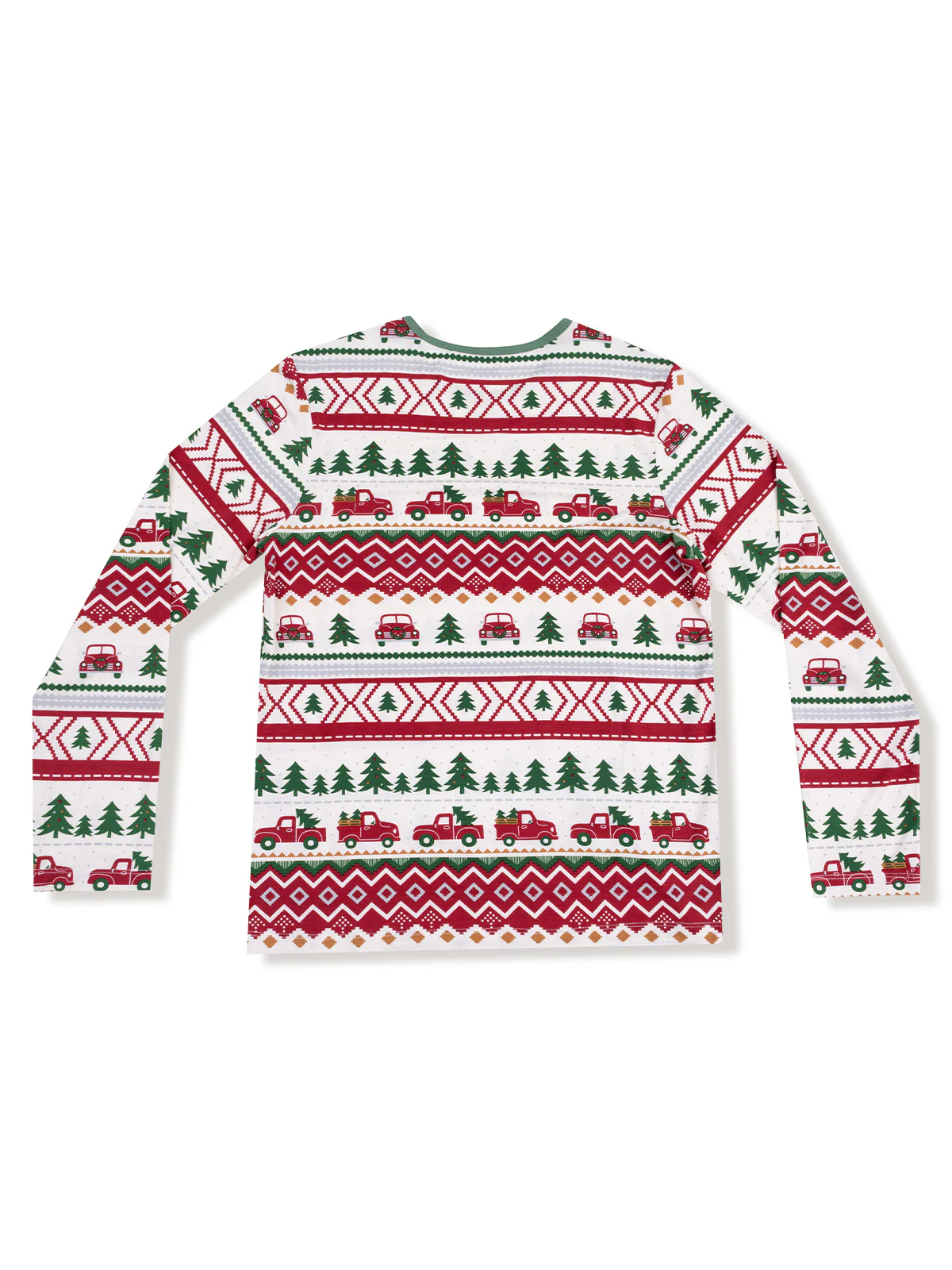 Adult Long Sleeve Pajama Top, Red Truck Fair Isle - Image 2