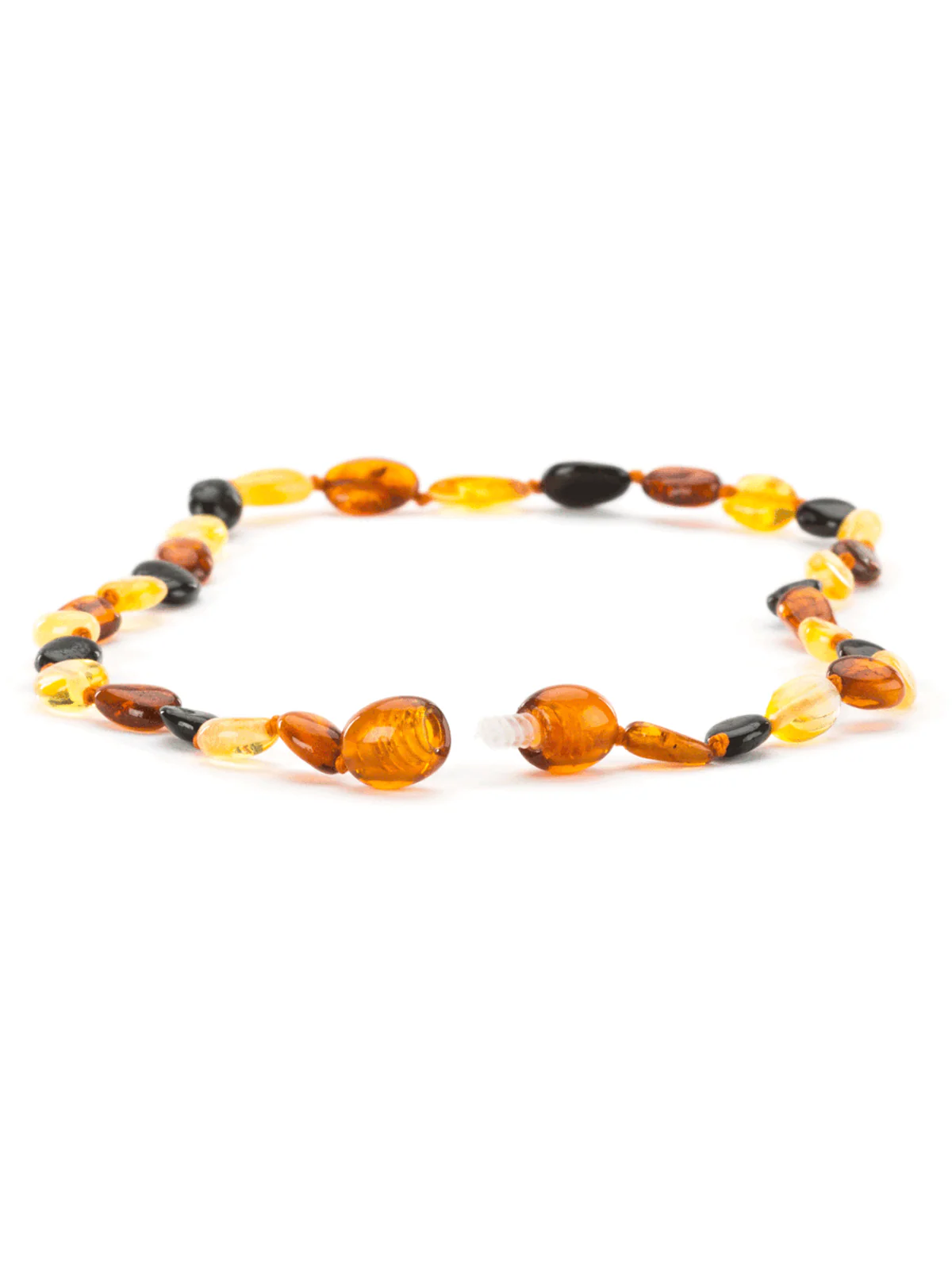 Amber Teething Necklace, Multicolor Beans