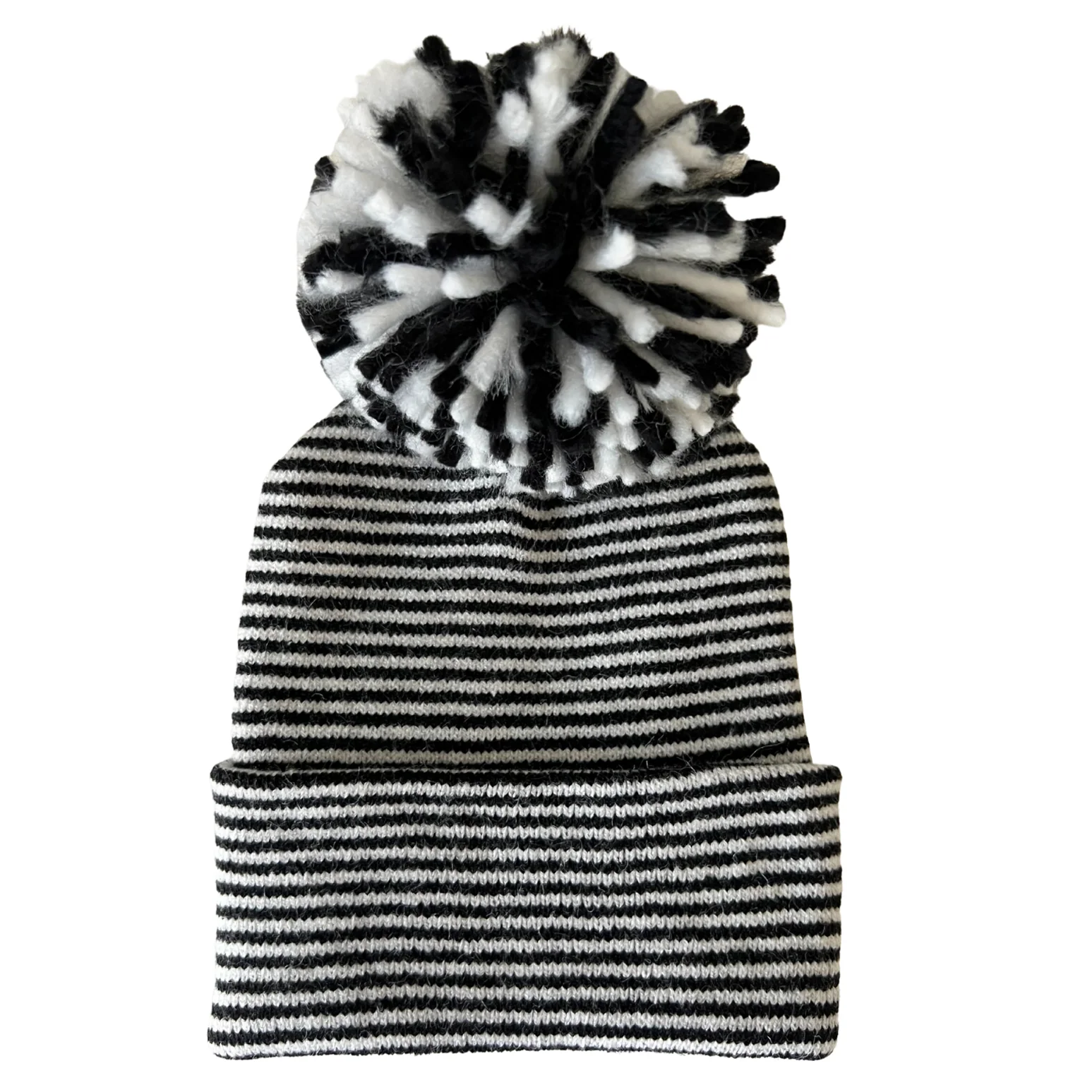 Baby's First HatĀ®, Black/White Stripe Pom - Image 2