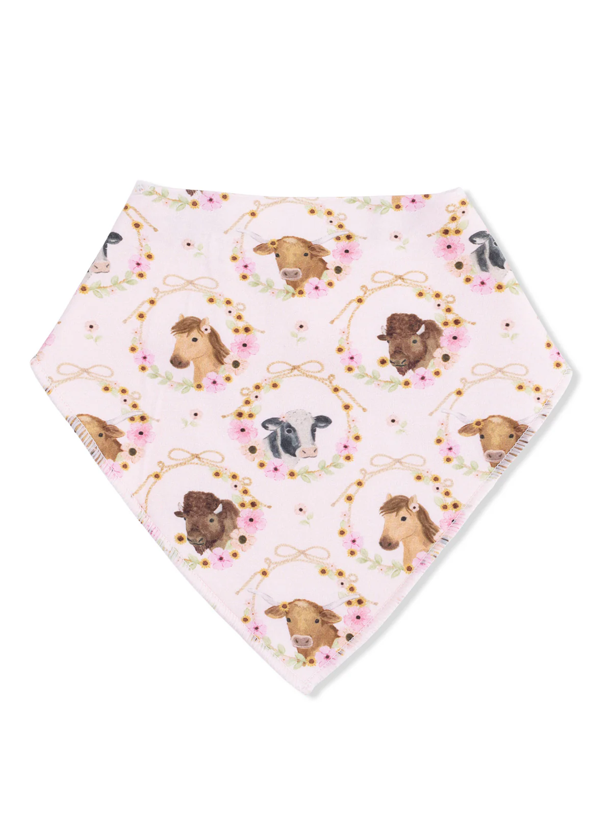 Bandana Bib, Farm Animals Floral Cameos