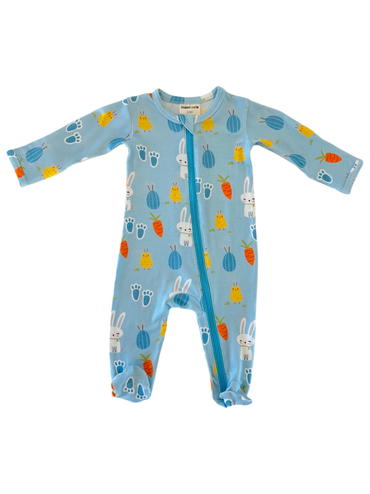 Basic 2-Way Zip Footie, Blue Easter Bunny - Image 5