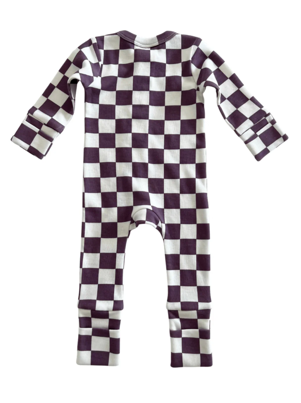 Berry Cheesecake Checkerboard / Organic 2-Way Zip Romper - Image 3