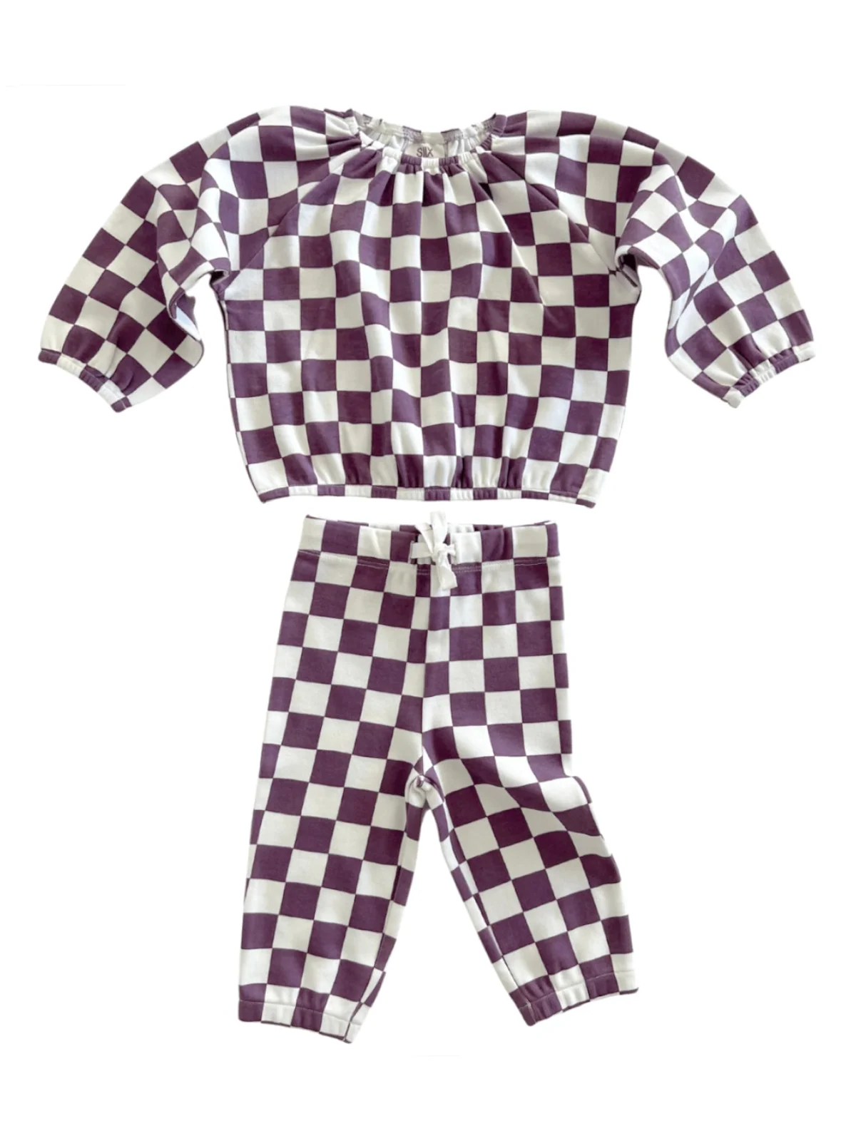 Berry Cheesecake Checkerboard / Organic Mode Top + Pant Set - Image 2