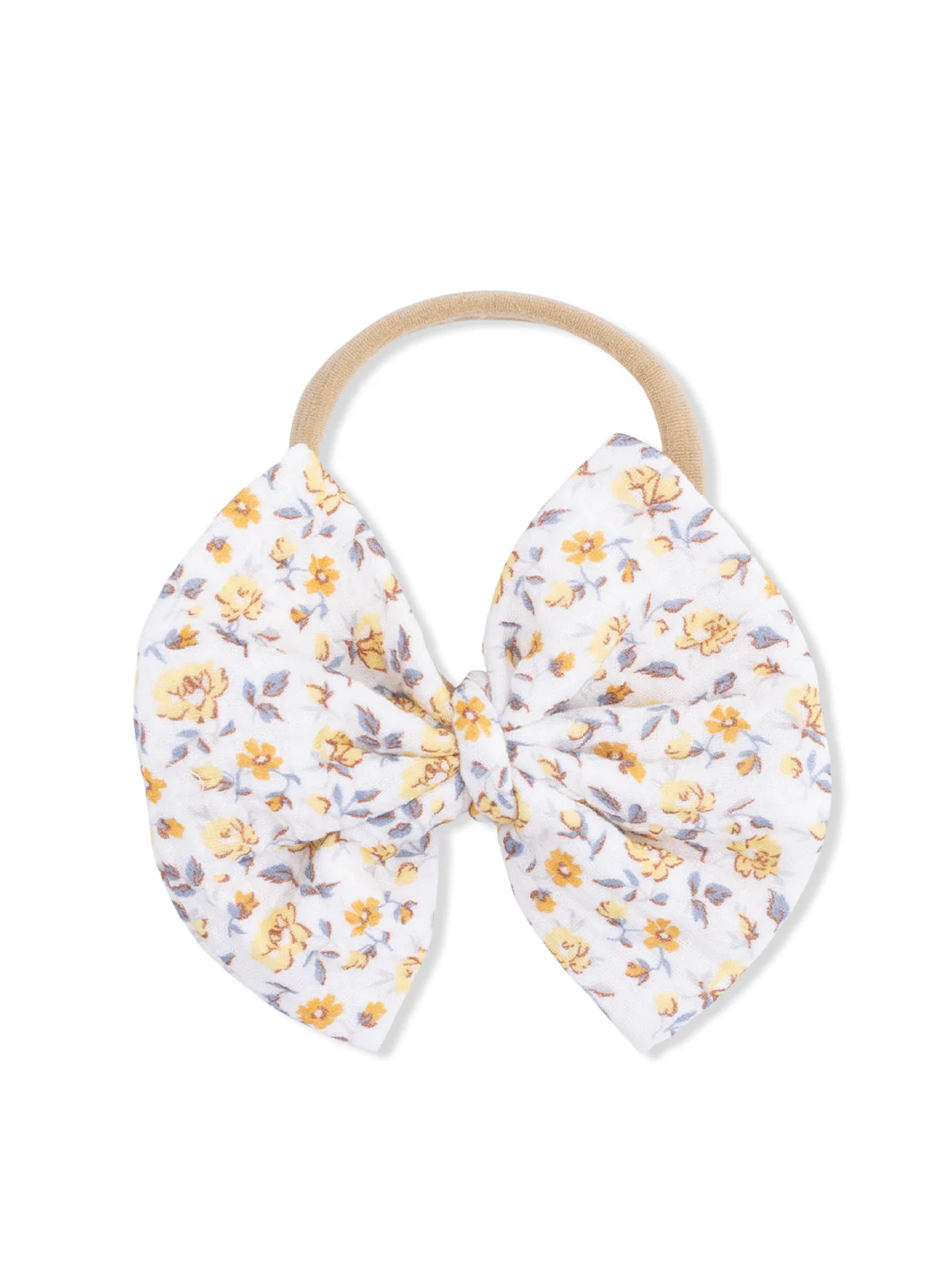 Big Bow on Soft Headband, Yellow Country Roses