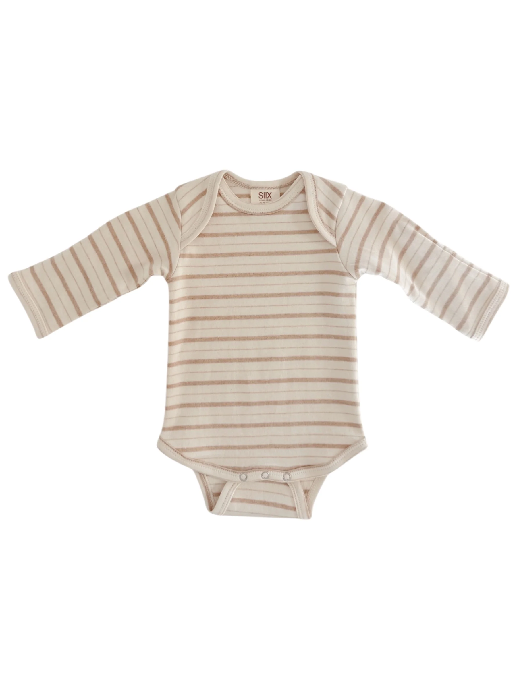 Biscuit Mixed Stripe / Organic Long Sleeve Bodysuit - Image 2