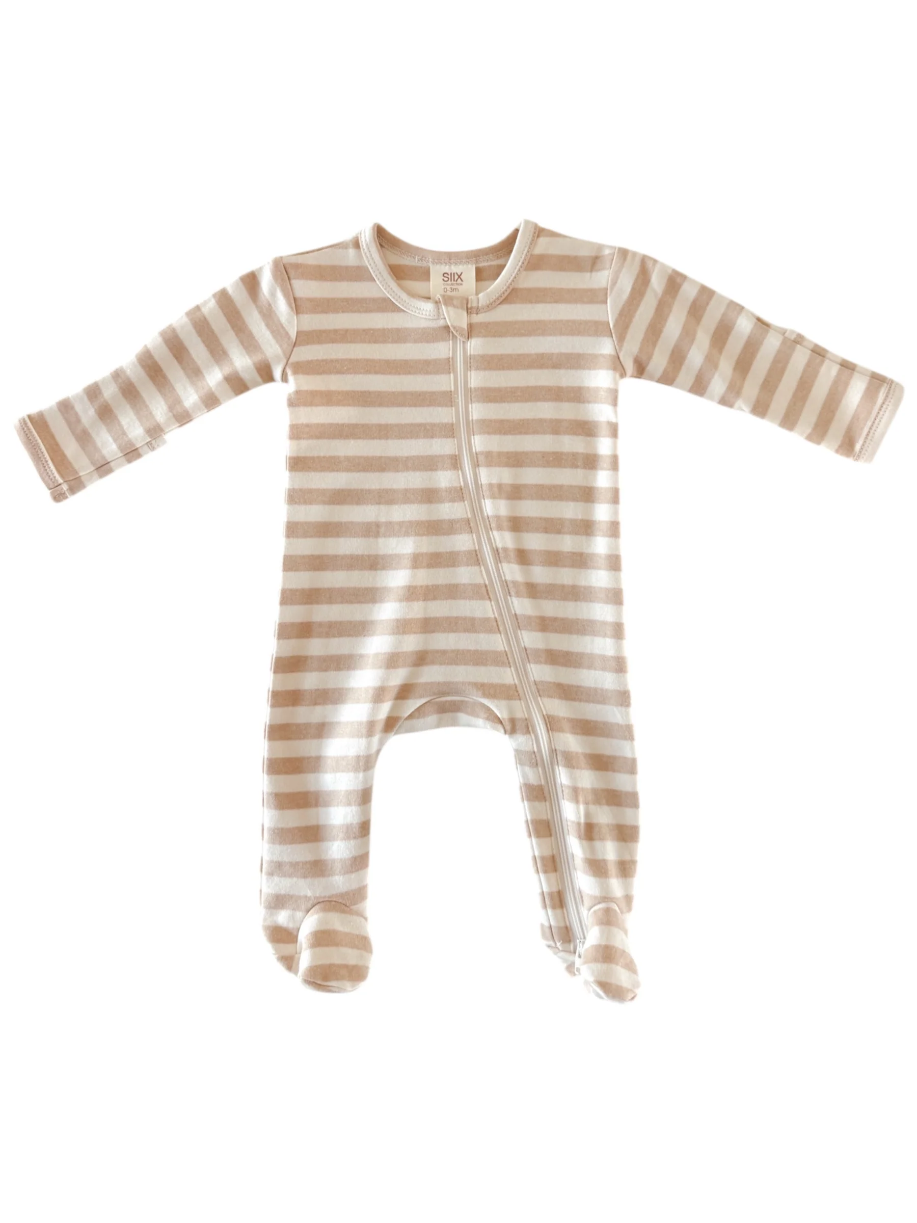 Biscuit Stripe / Organic 2-Way Zip Footie - Image 3