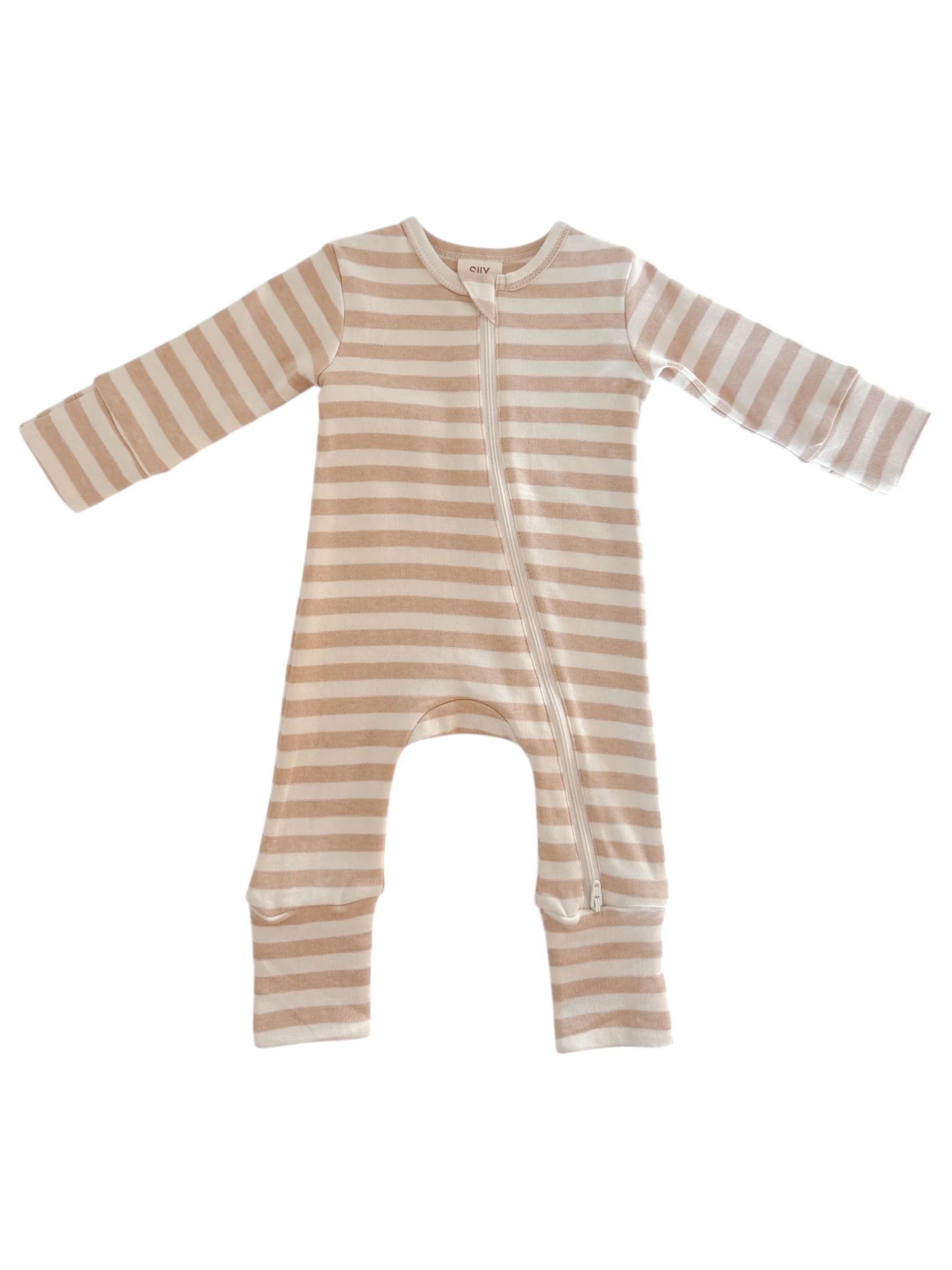 Biscuit Stripe / Organic 2-Way Zip Romper - Image 2