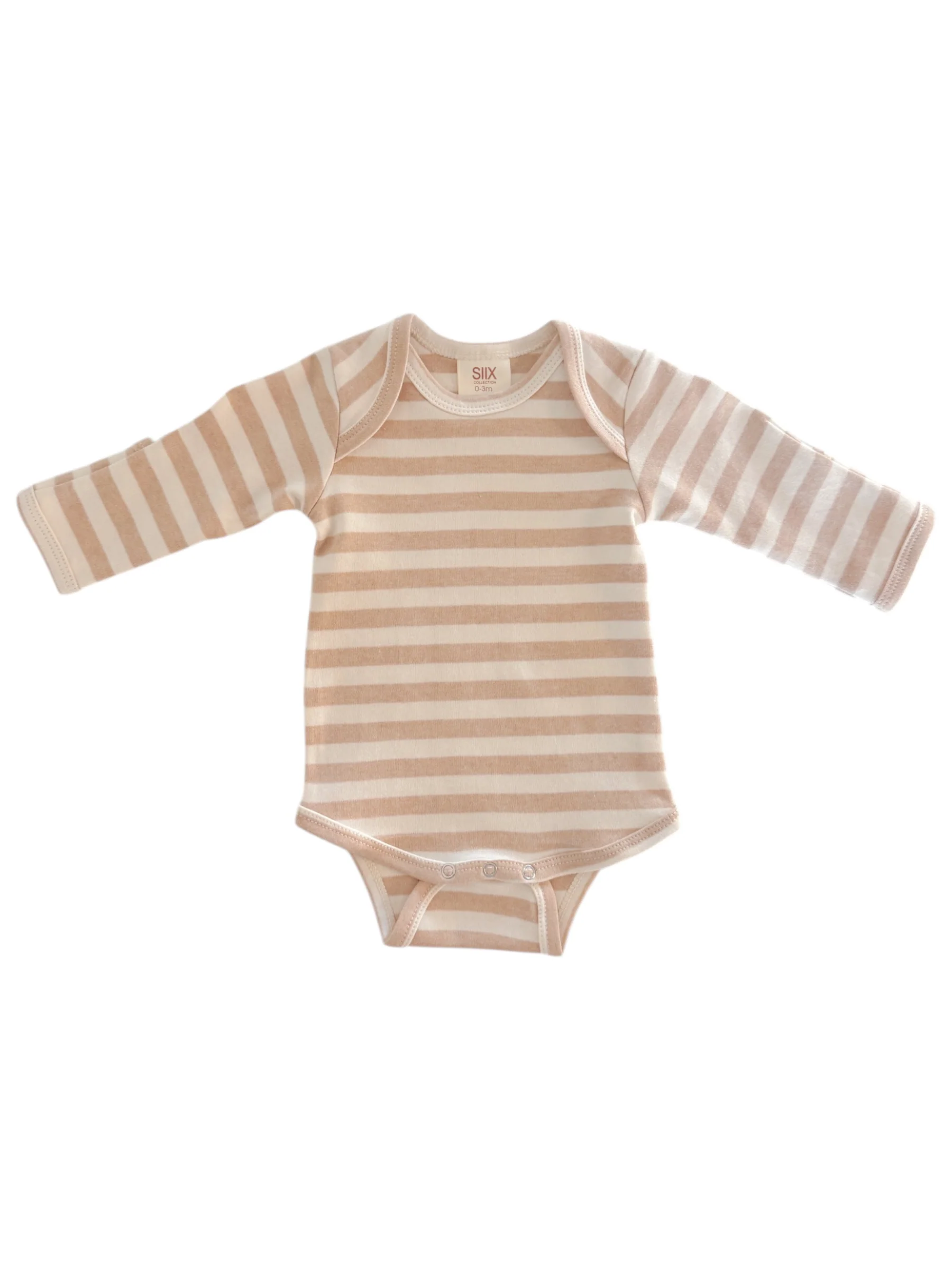 Biscuit Stripe / Organic Long Sleeve Bodysuit - Image 2