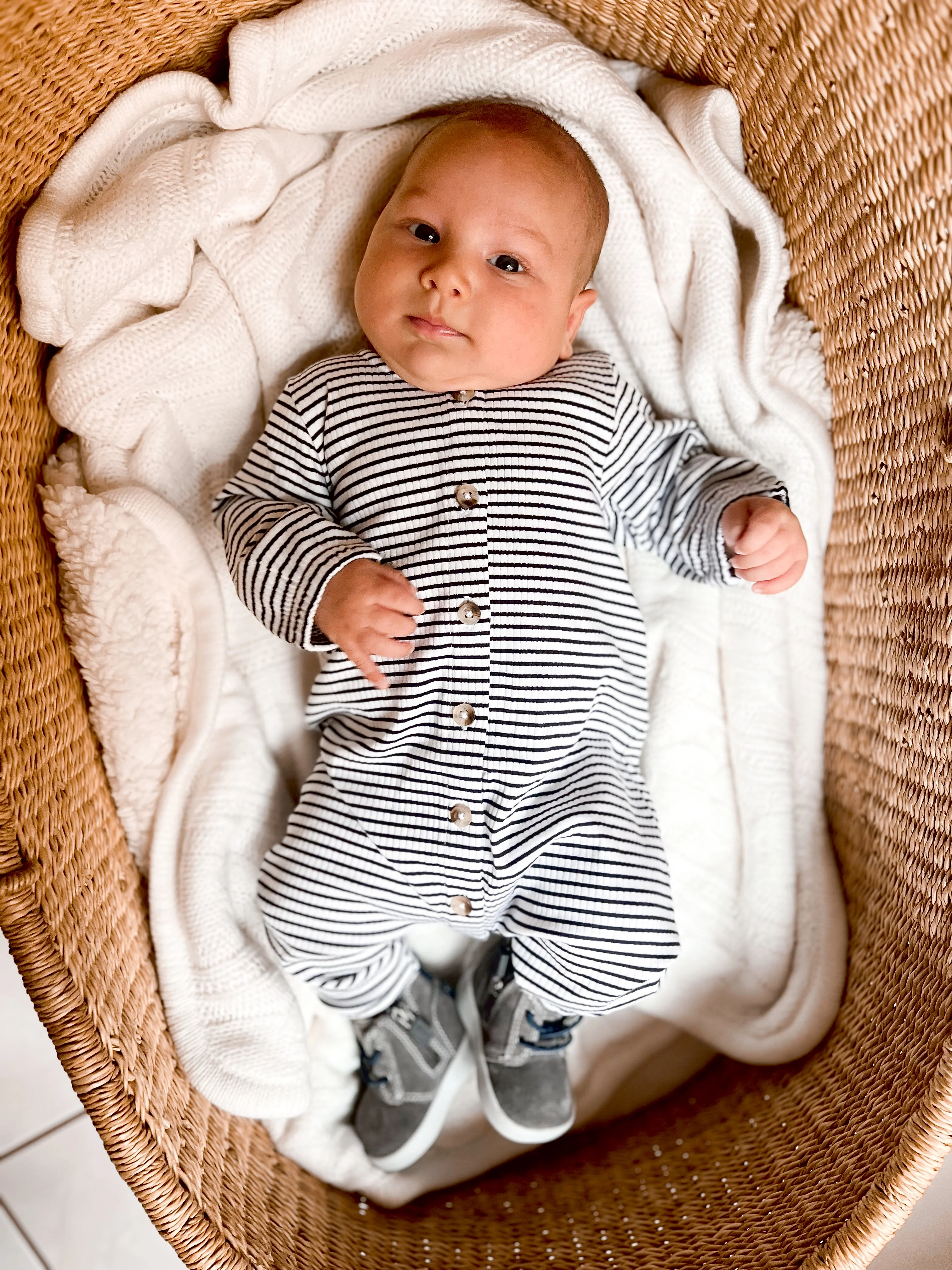 Black Stripe / Organic Ribbed Long Sleeve Bay Jumpsuit - Image 3