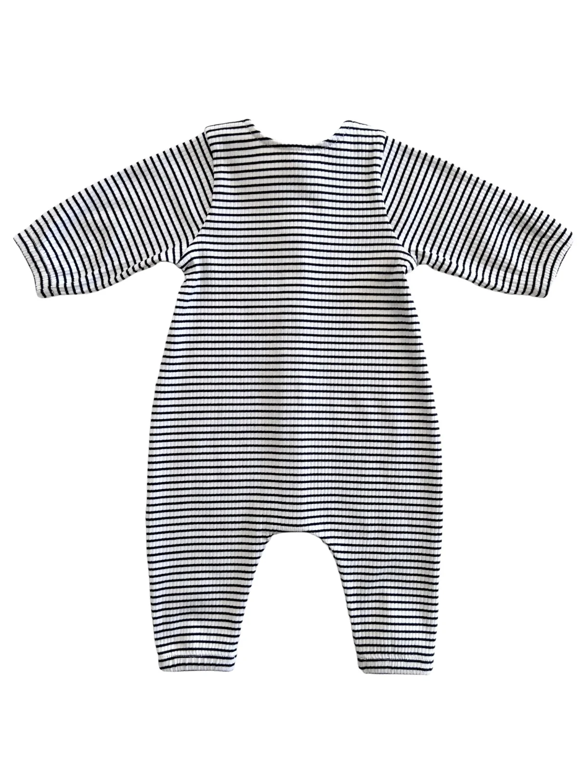Black Stripe / Organic Ribbed Long Sleeve Bay Jumpsuit - Image 4