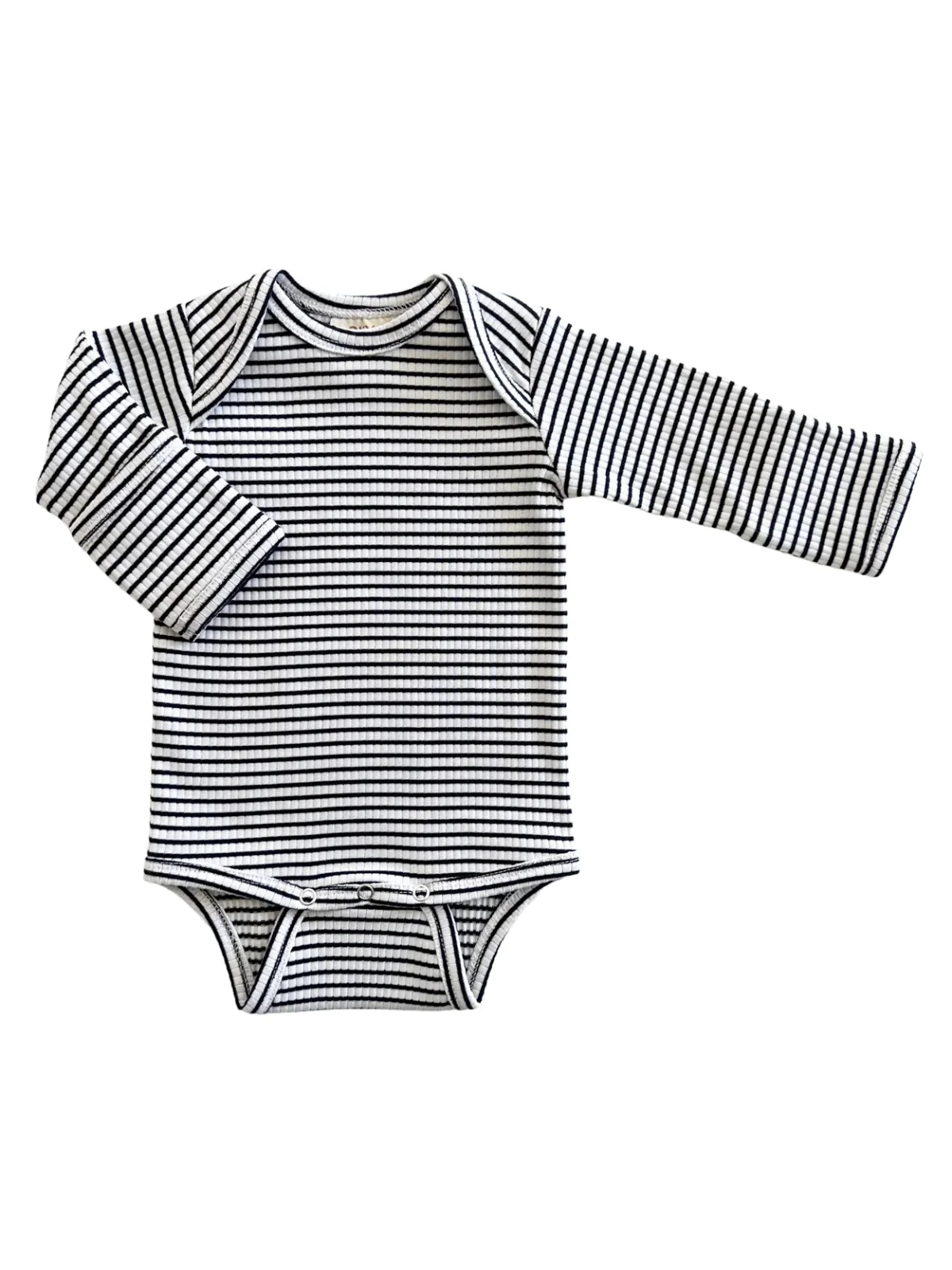 Black Stripe / Organic Ribbed Long Sleeve Bodysuit - Image 3