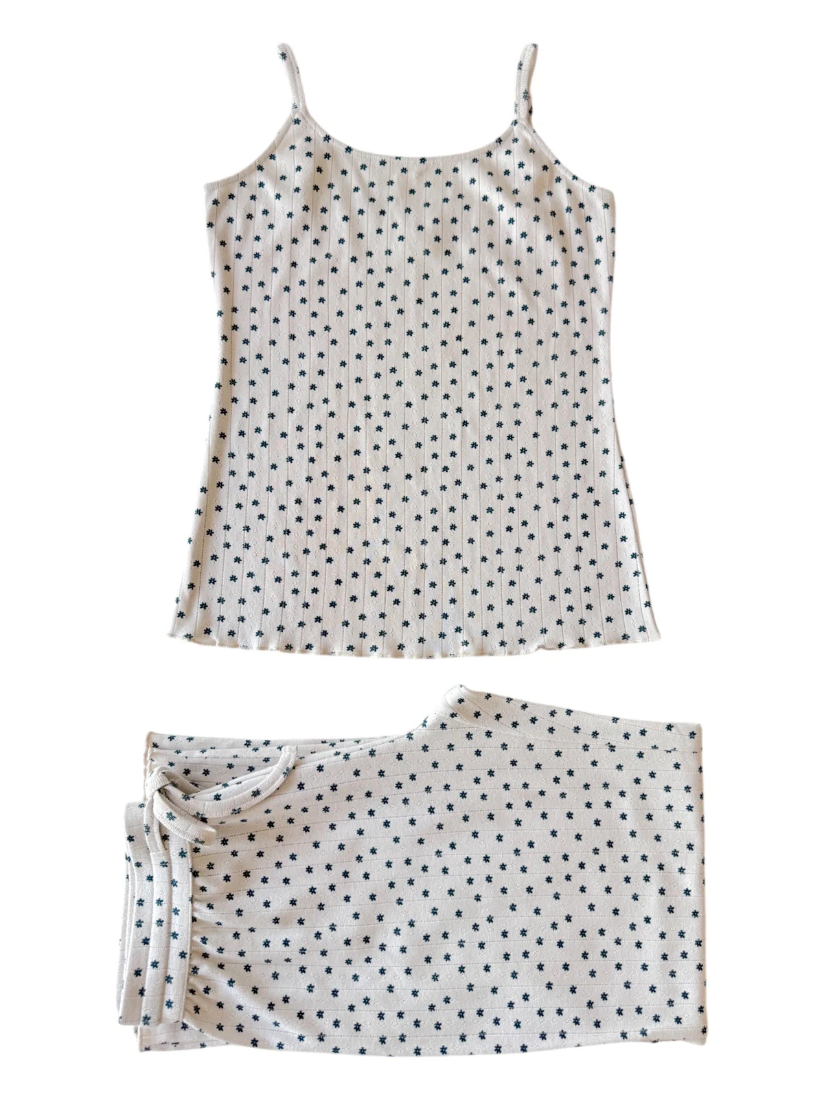 Blue Flower / Organic Pointelle Women's Cami Lounge Set - Image 3