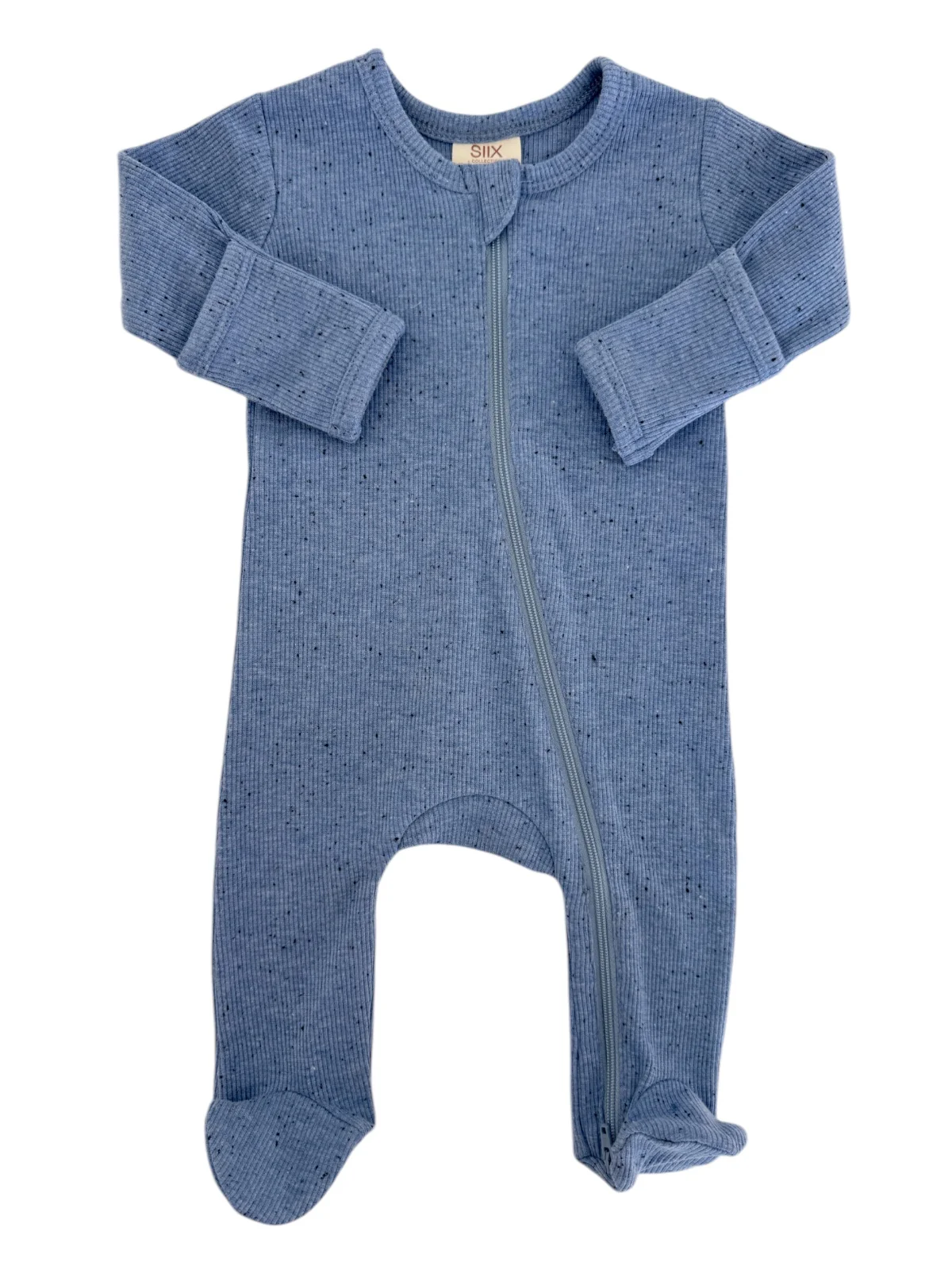 Blue Speckle / Ribbed 2-Way Zip Footie - Image 2