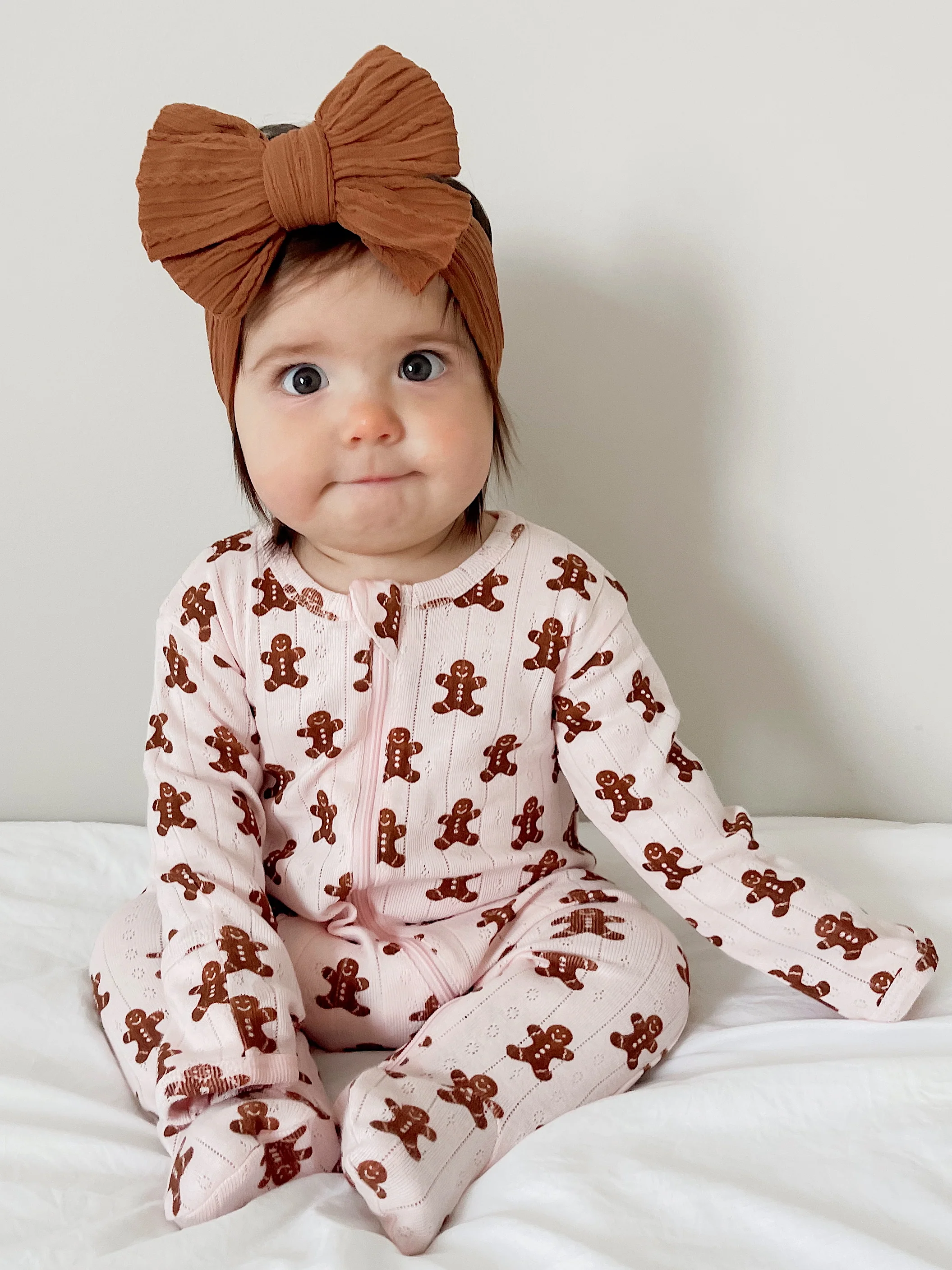 Blush Gingerbread / Organic Pointelle 2-Way Zip Footie - Image 3