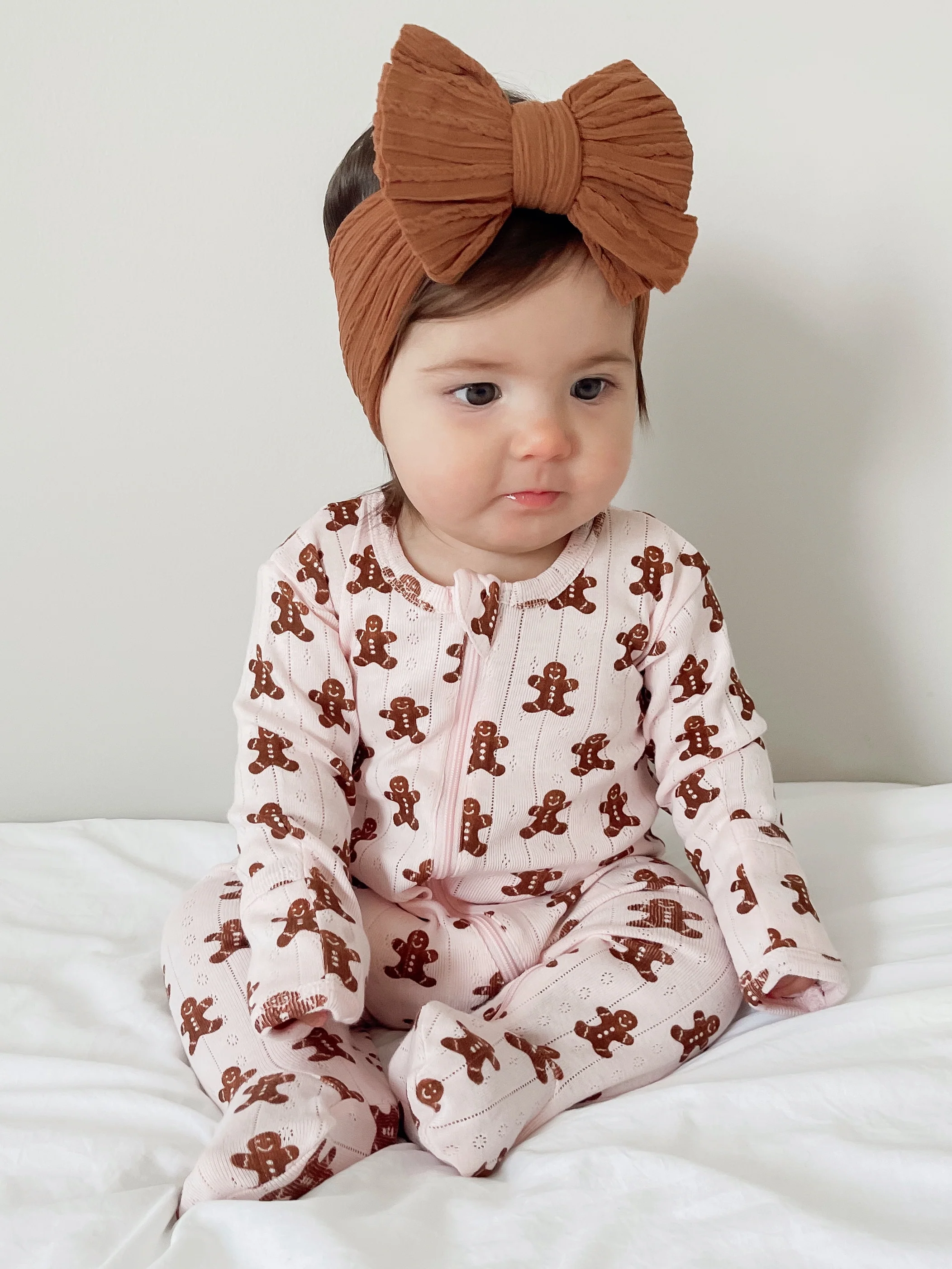 Blush Gingerbread / Organic Pointelle 2-Way Zip Footie - Image 4