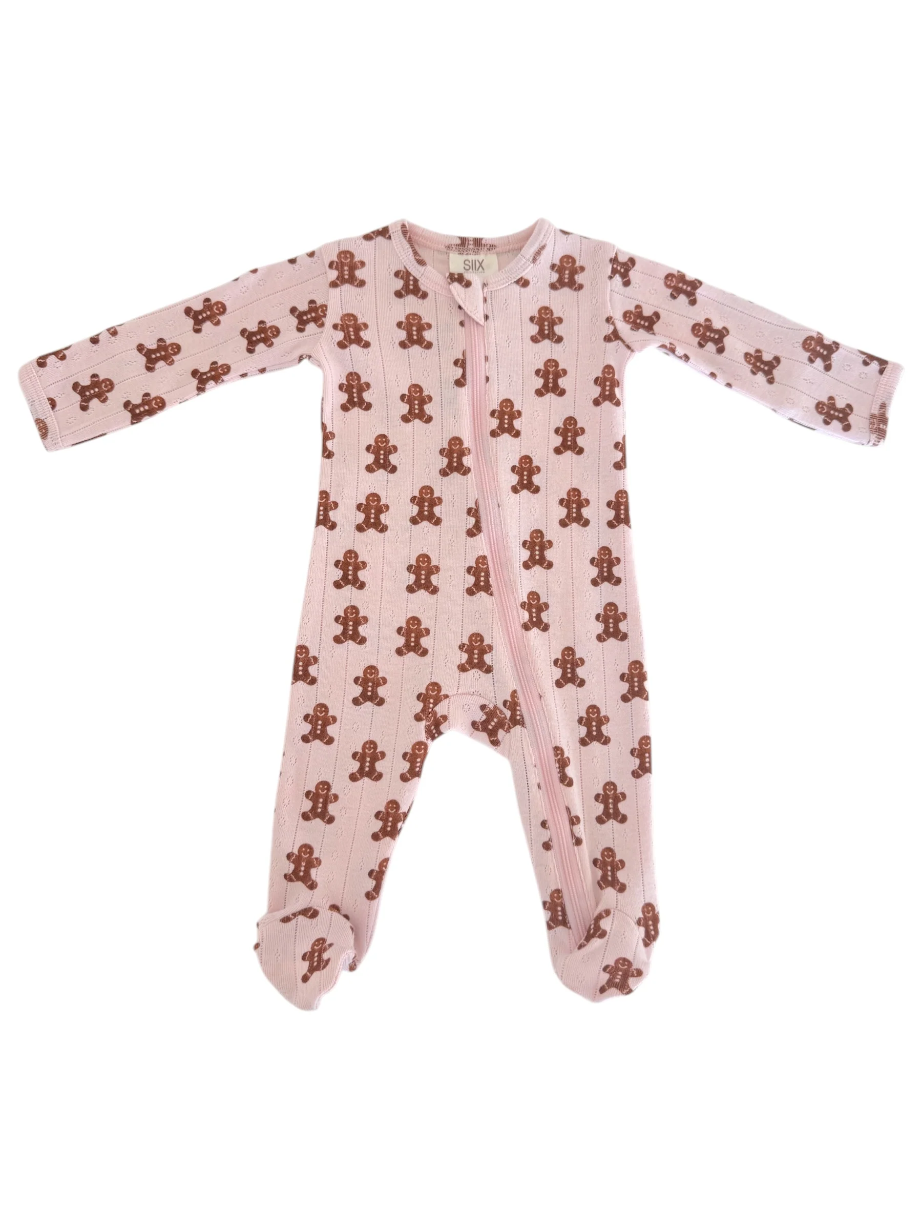 Blush Gingerbread / Organic Pointelle 2-Way Zip Footie - Image 5