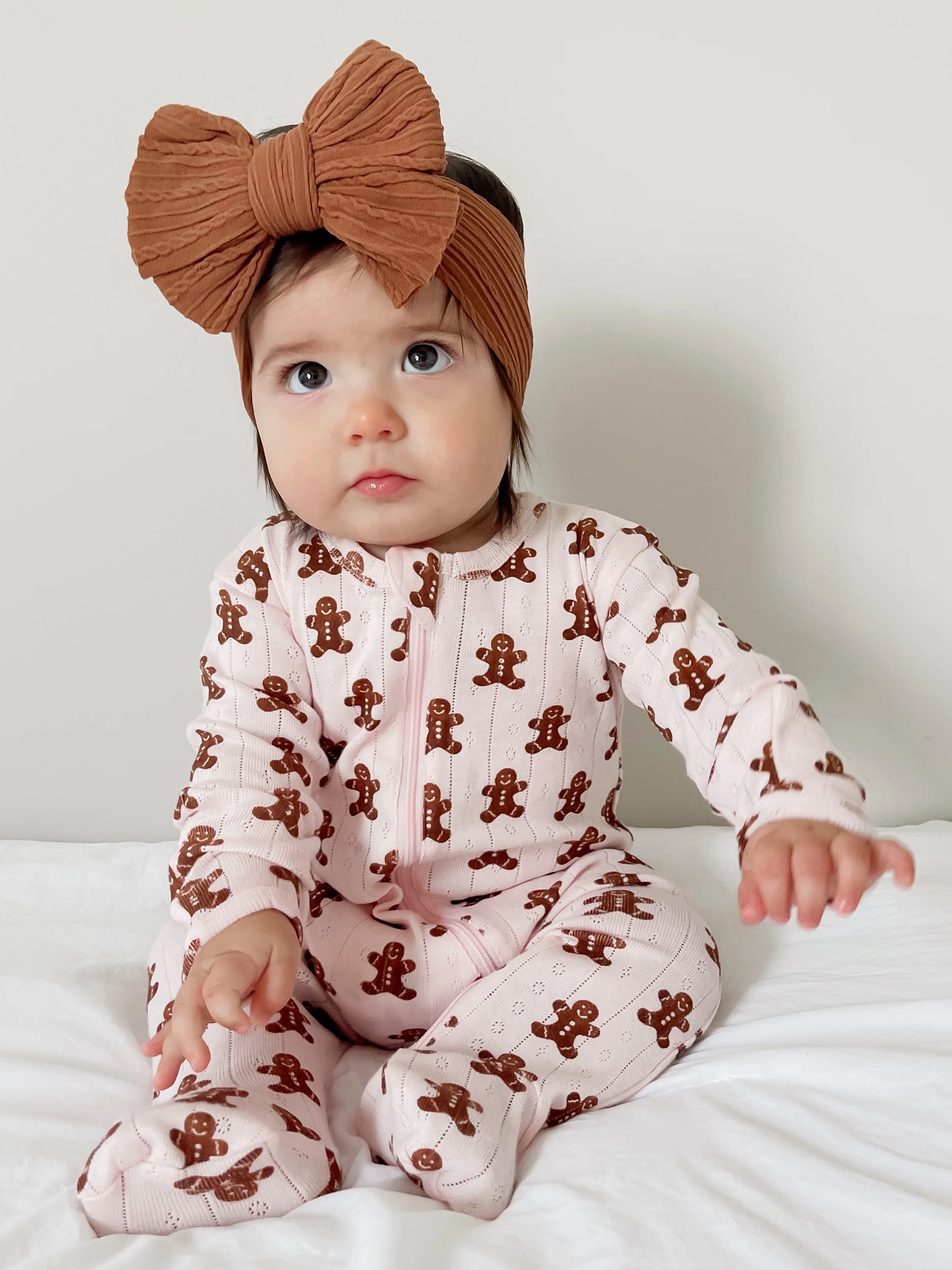 Blush Gingerbread / Organic Pointelle 2-Way Zip Footie - Image 8