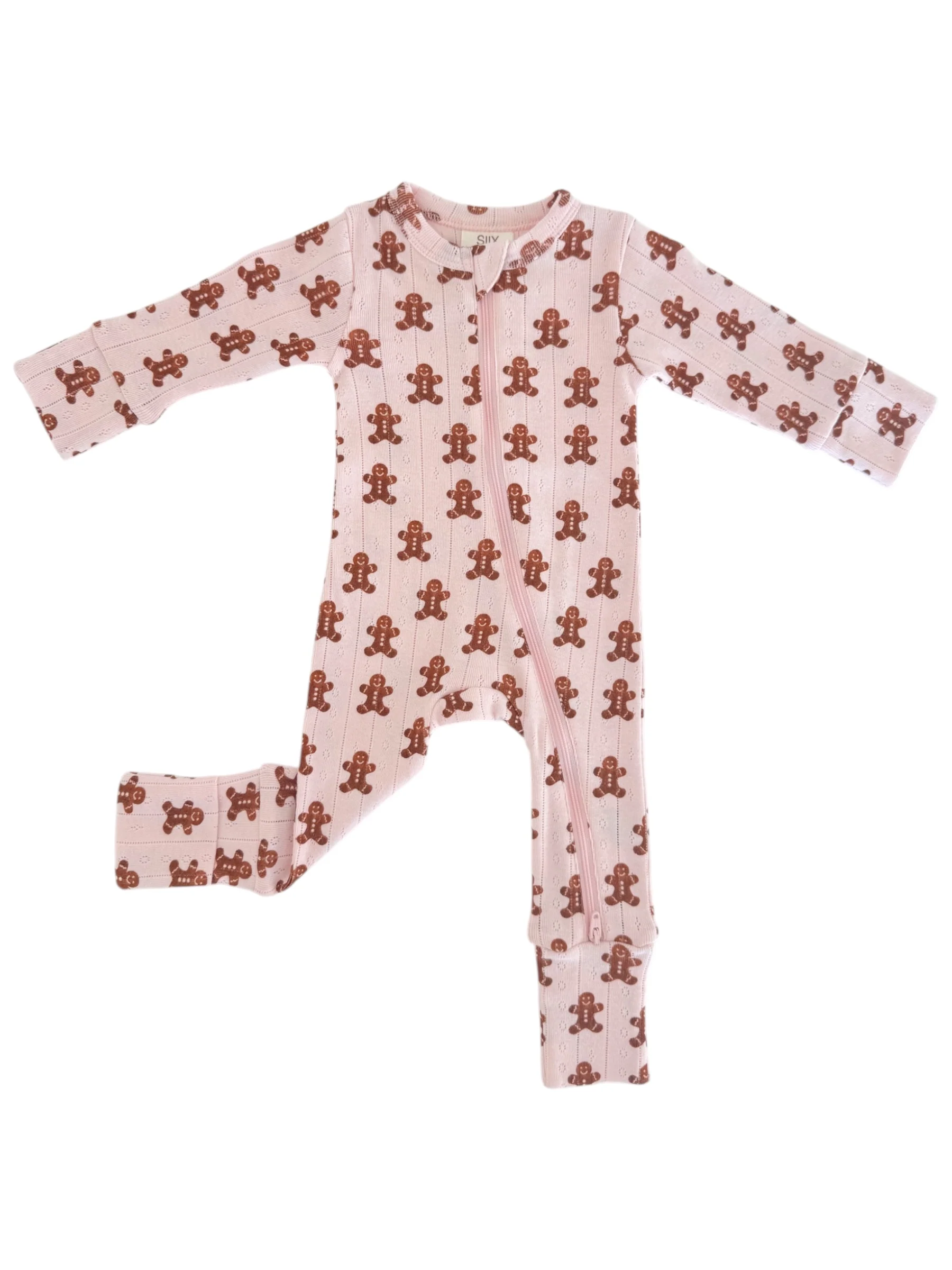 Blush Gingerbread / Organic Pointelle 2-Way Zip Romper - Image 4