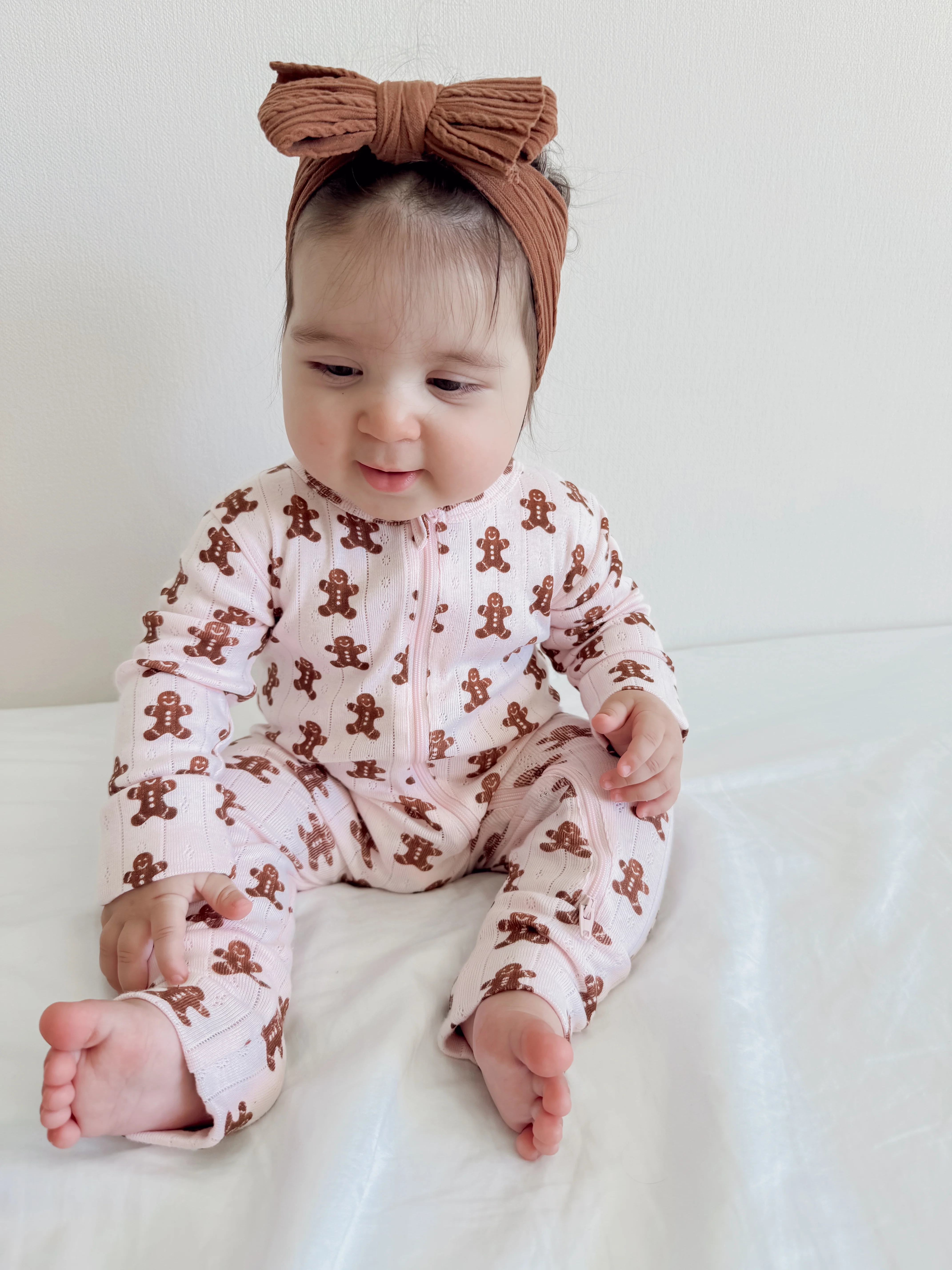 Blush Gingerbread / Organic Pointelle 2-Way Zip Romper - Image 5