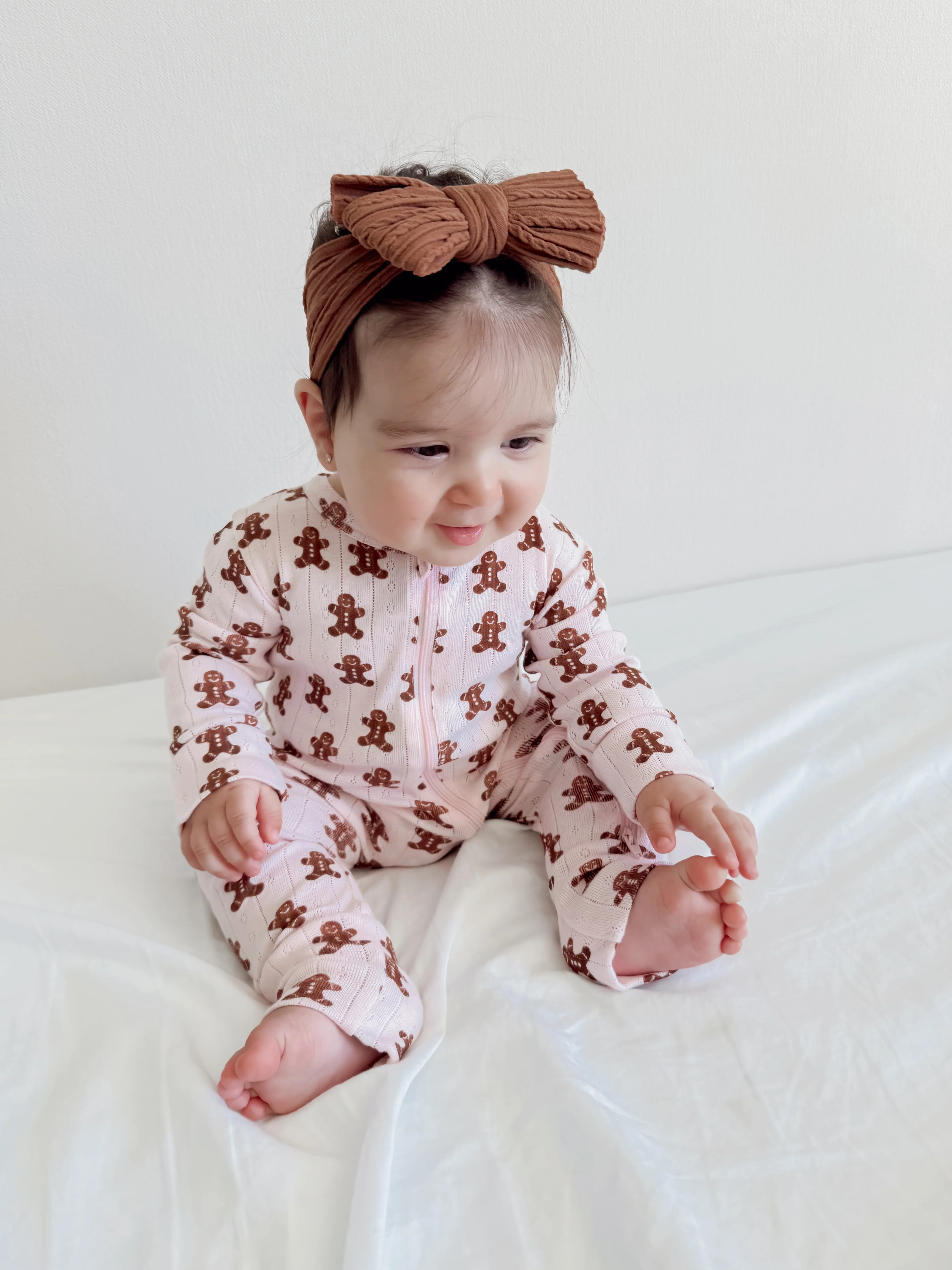 Blush Gingerbread / Organic Pointelle 2-Way Zip Romper - Image 6
