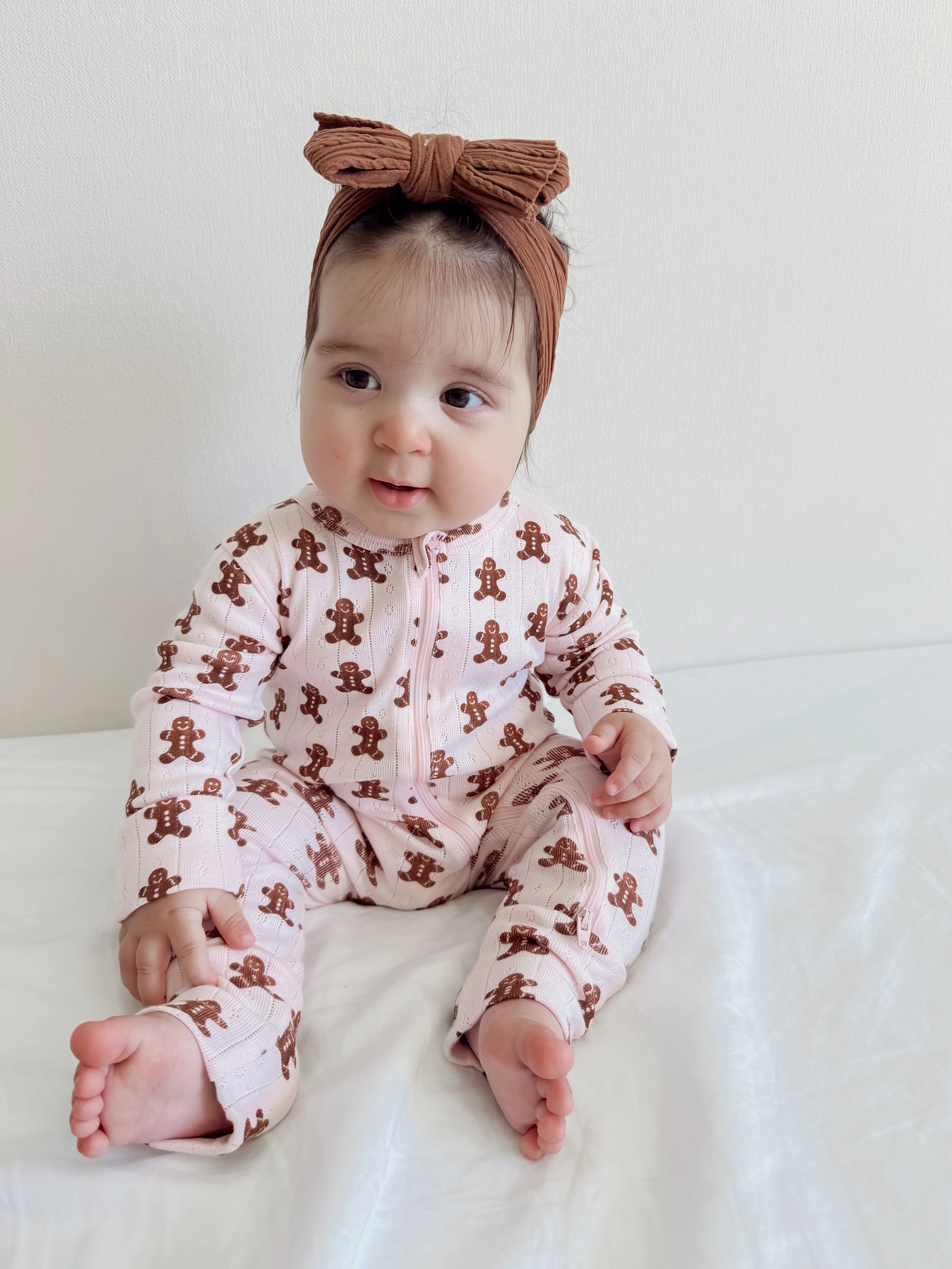 Blush Gingerbread / Organic Pointelle 2-Way Zip Romper - Image 7