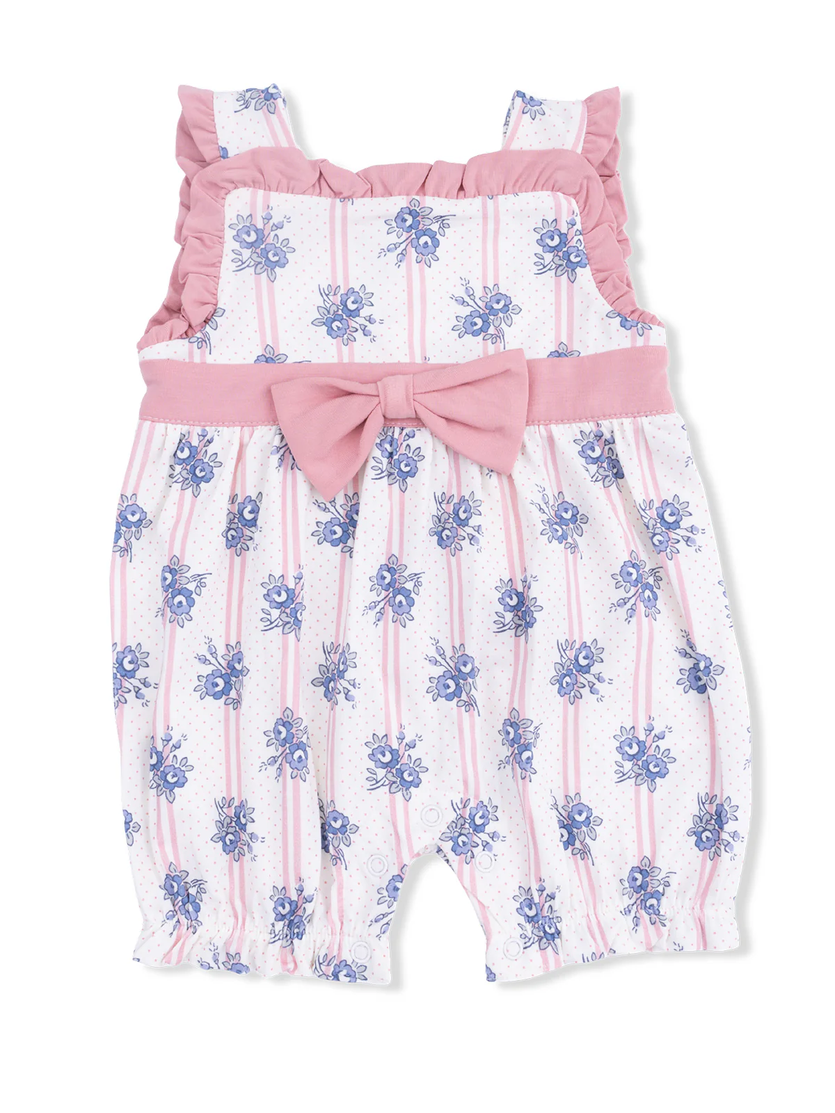 Bow Playsuit, Stripe Dot Roses