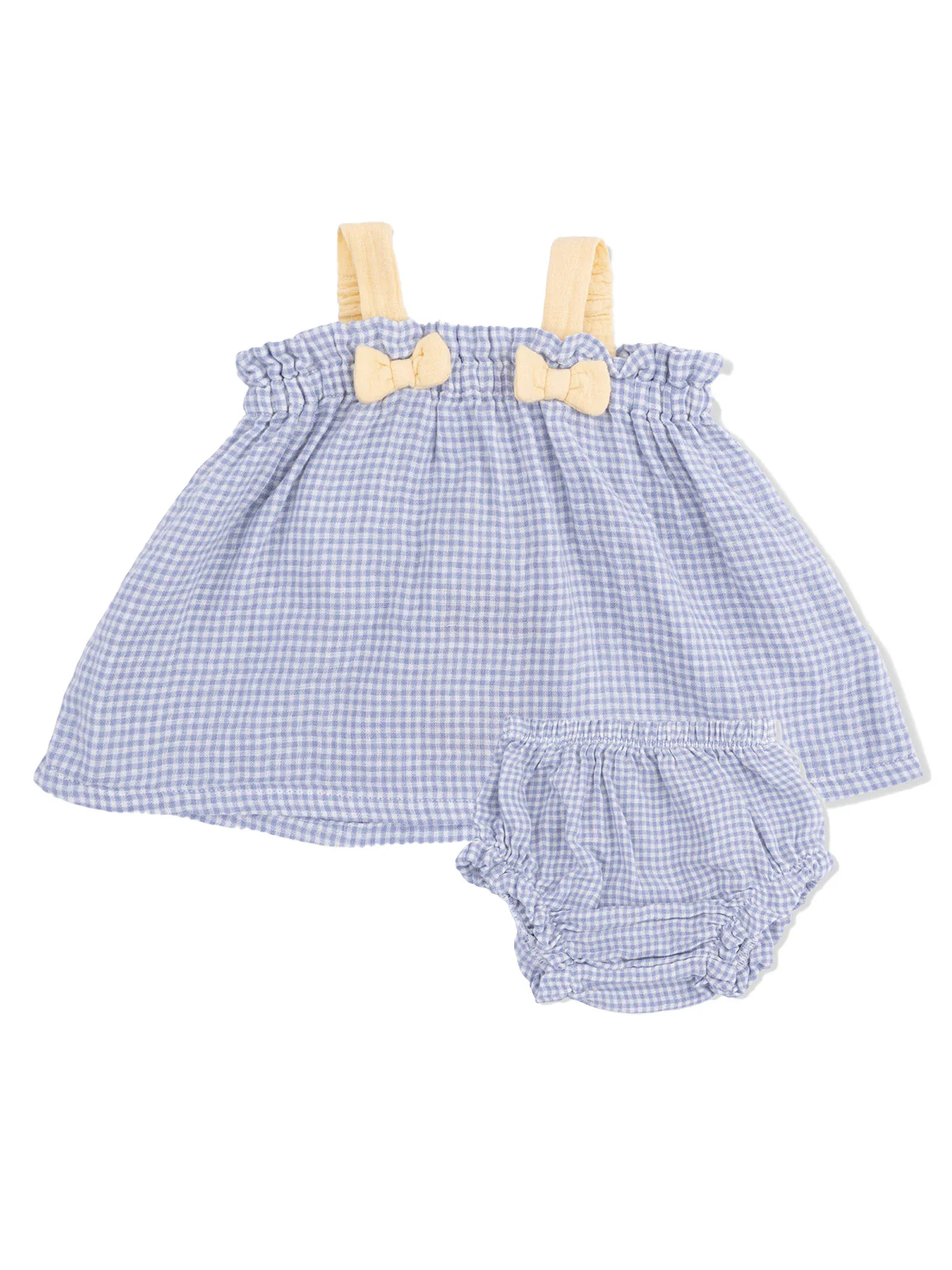 Bow Top & Ruffle Leg Bloomer, Micro Blue Gingham