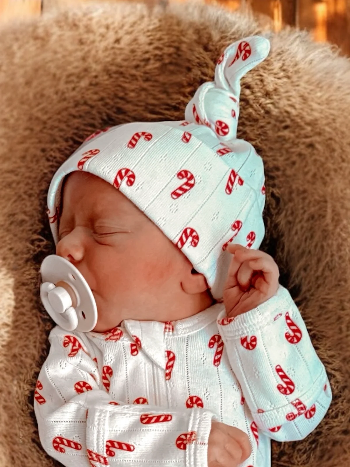 Candy Cane / Organic Pointelle Beanie
