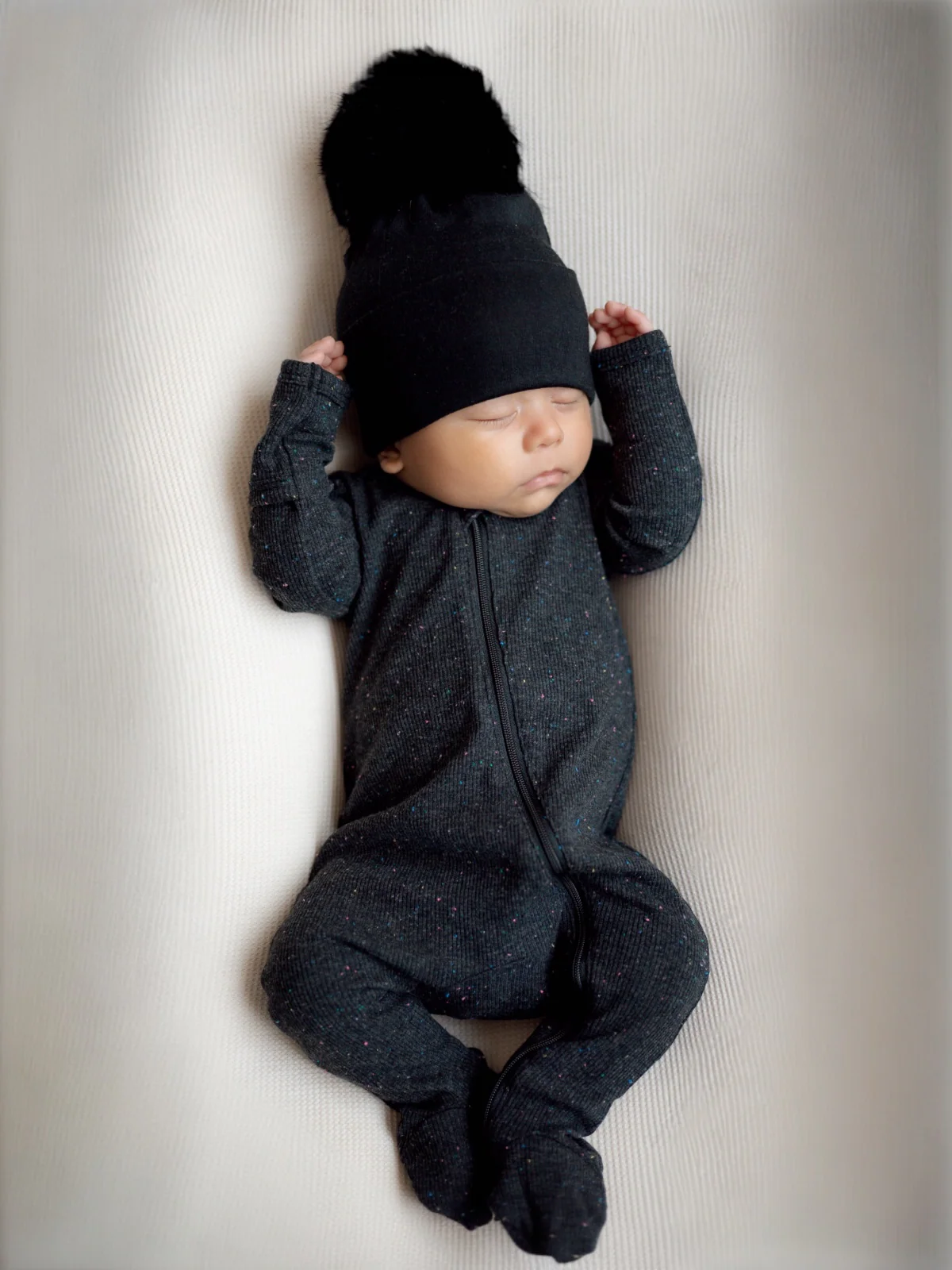 Charcoal Speckle / Ribbed 2-Way Zip Footie